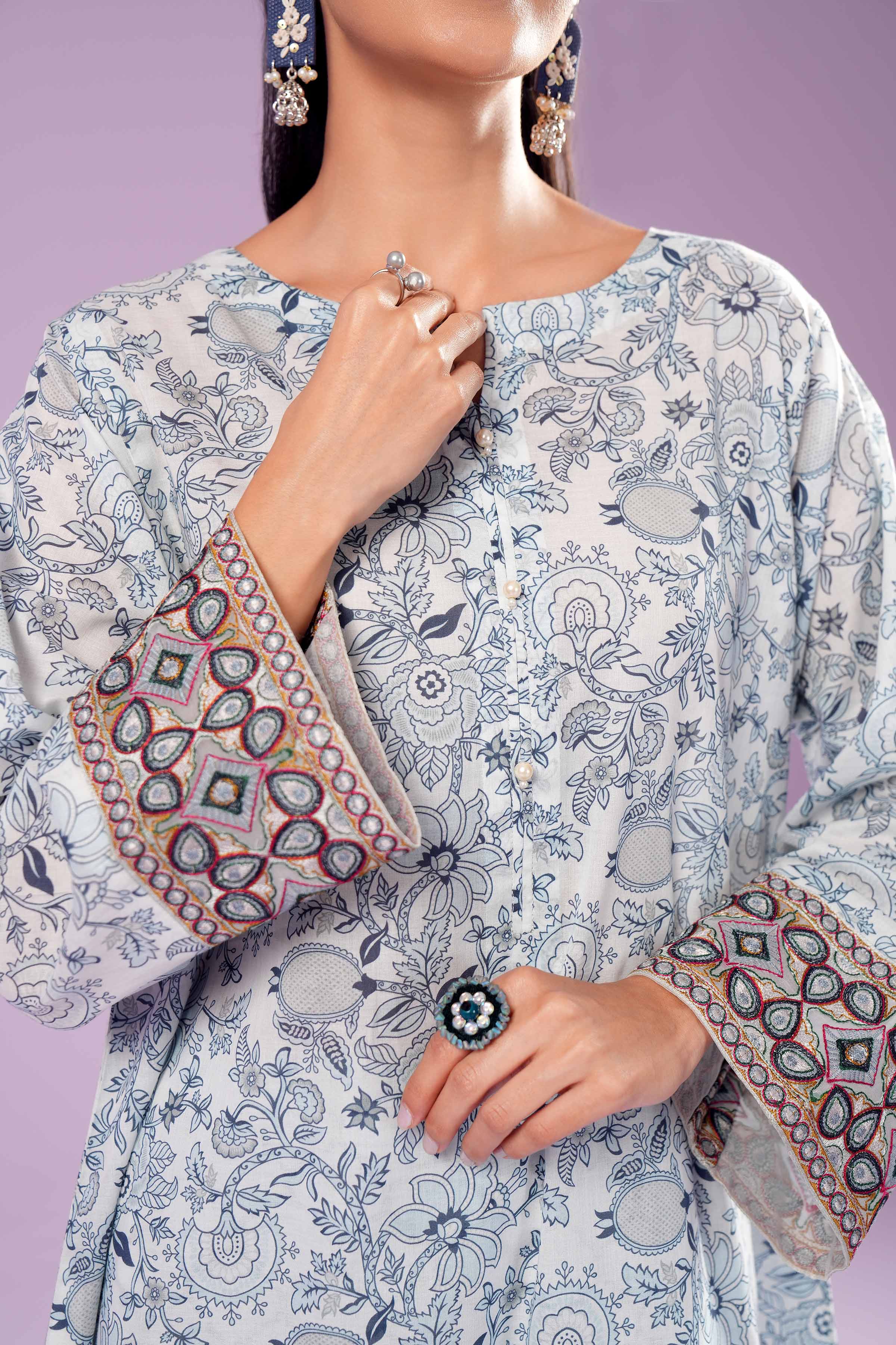 2 Piece - Printed Embroidered Suit - PE24-391-1