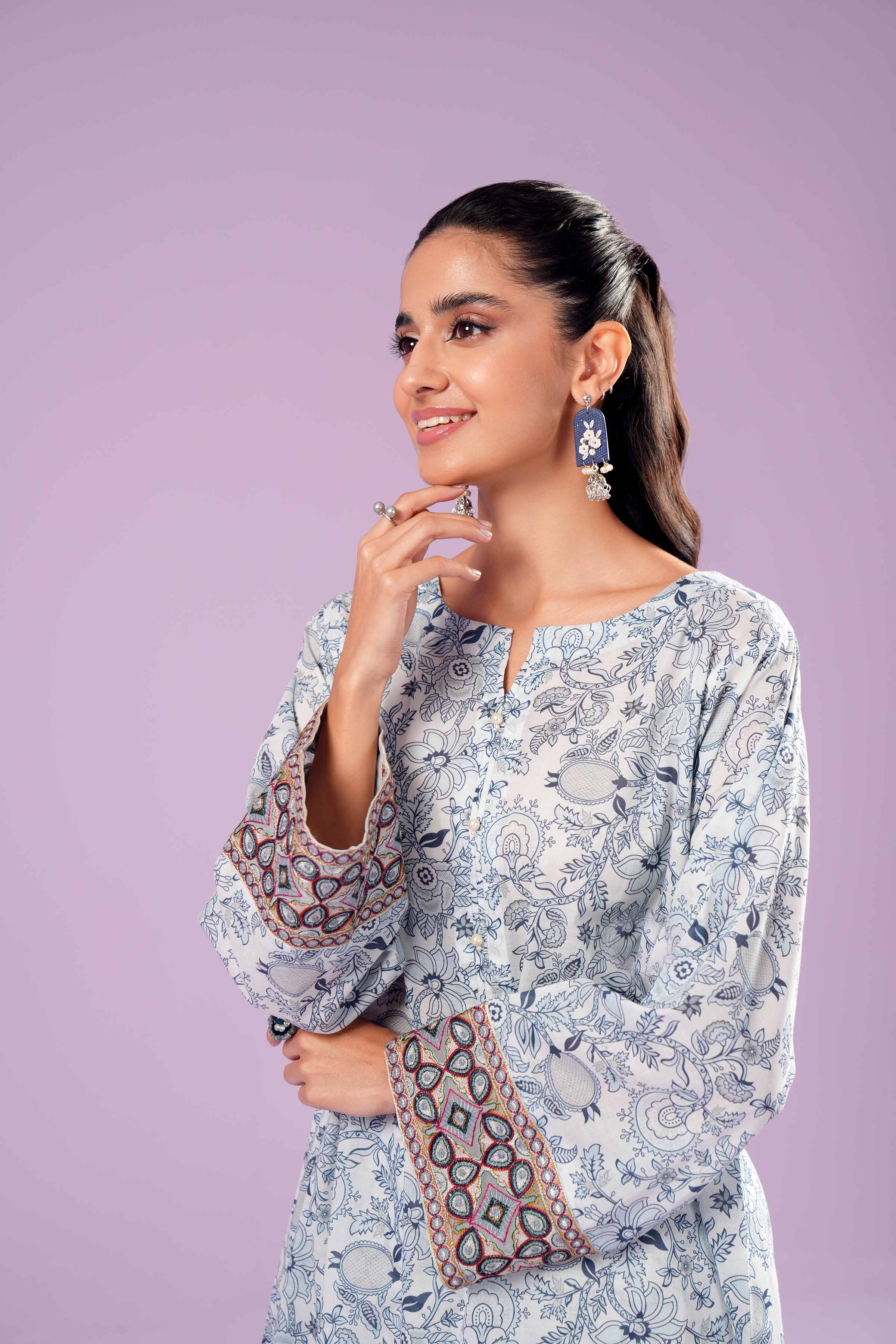 2 Piece - Printed Embroidered Suit - PE24-391-1