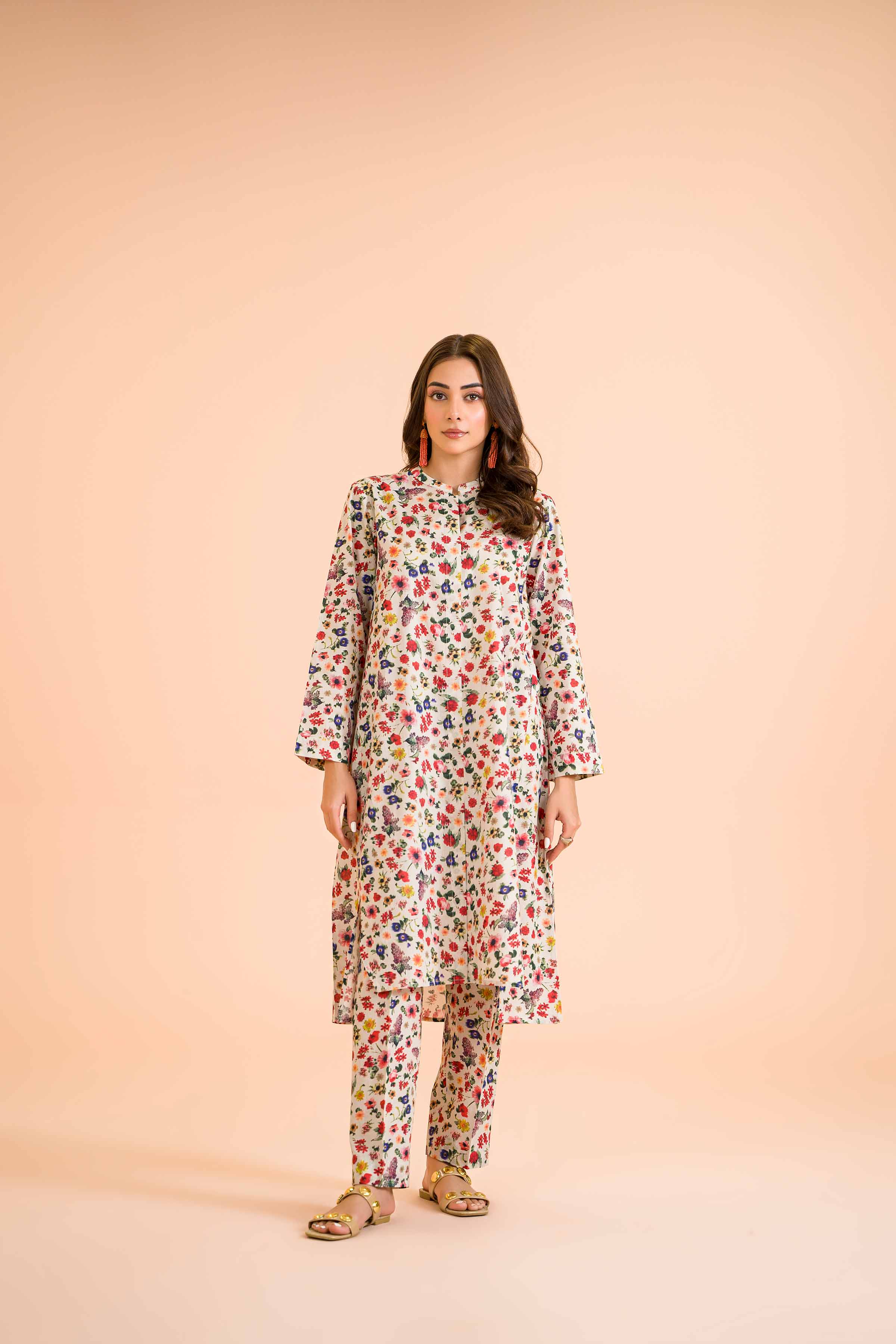 2 Piece - Printed Embroidered Suit - PE24-406