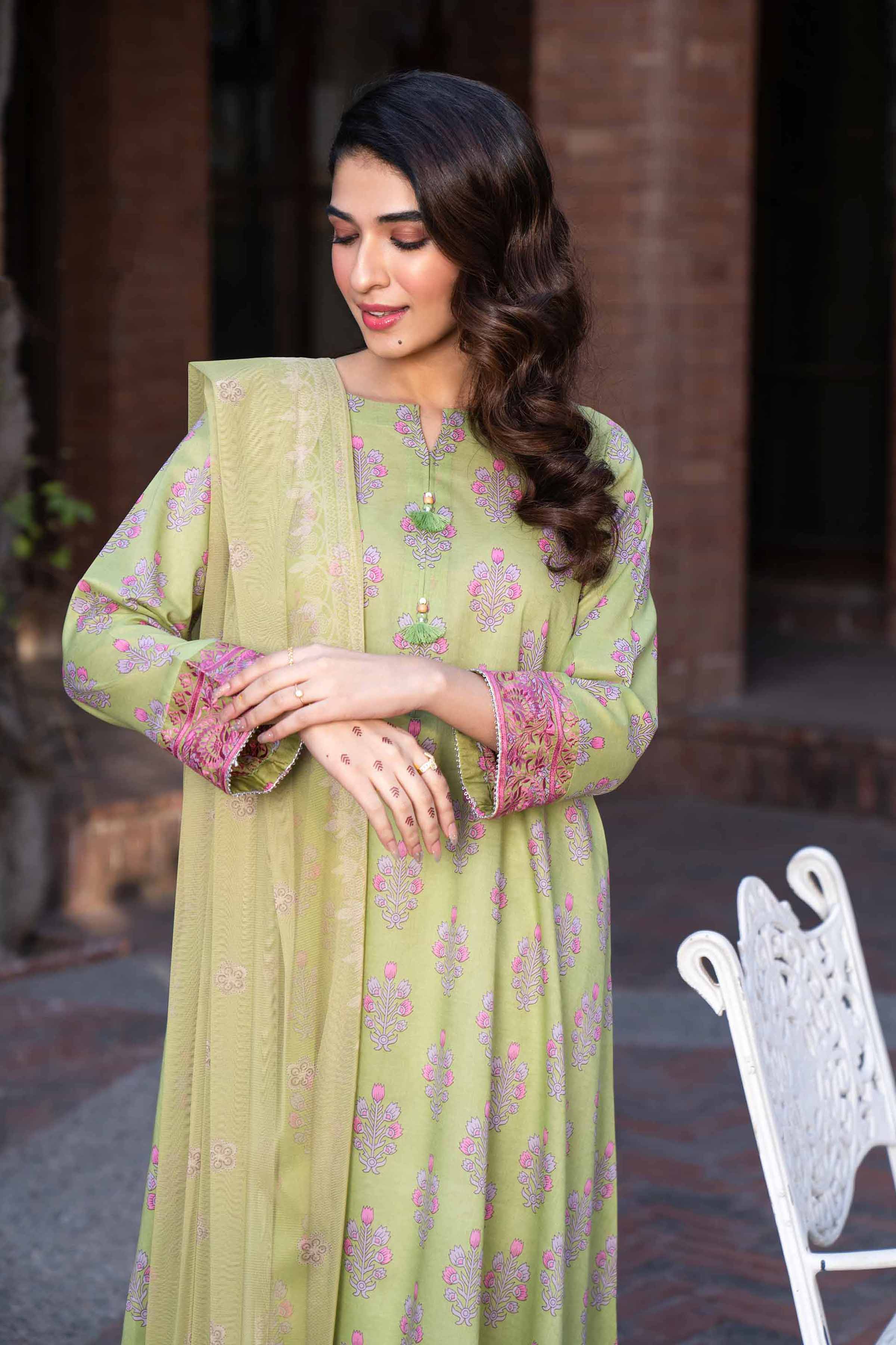 2 Piece - Printed Embroidered Suit - PE24-76