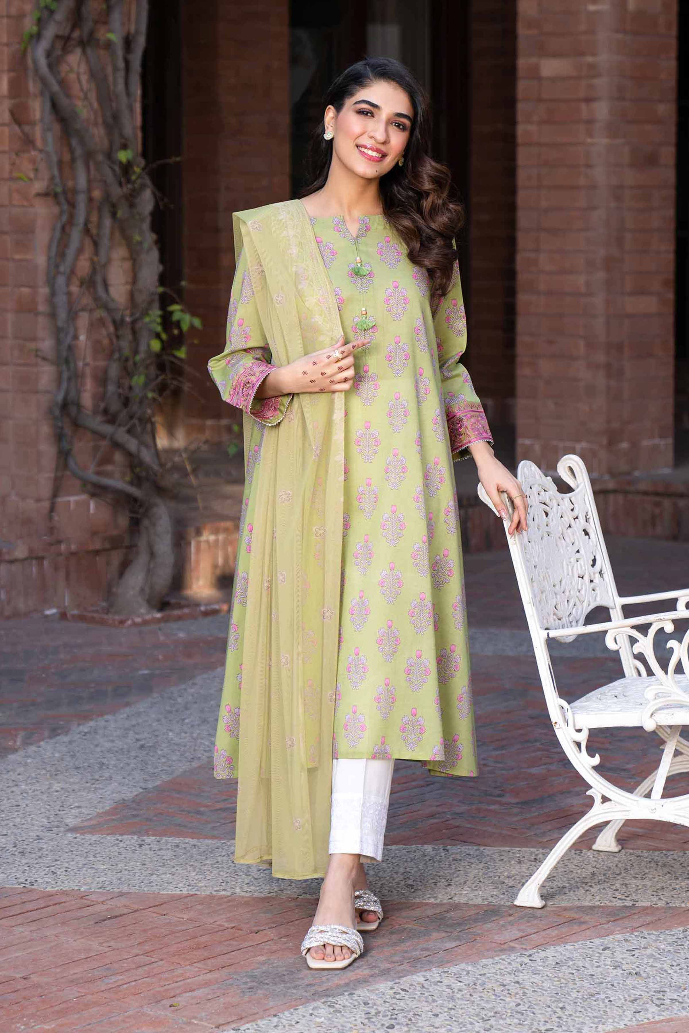 2 Piece - Printed Embroidered Suit - PE24-76