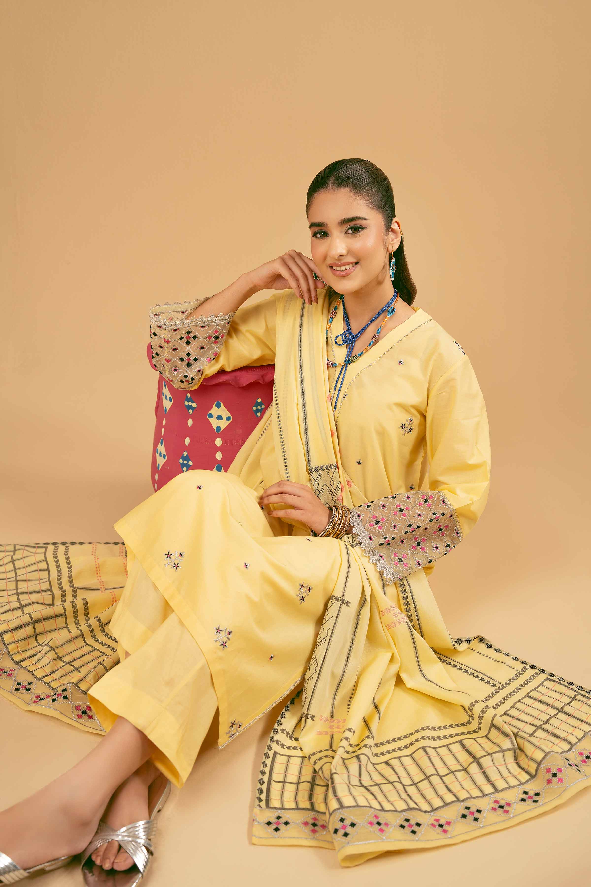 3 Piece - Embroidered Suit - PE25-100 for Women - Pret Collection | Nishat | Shop Online