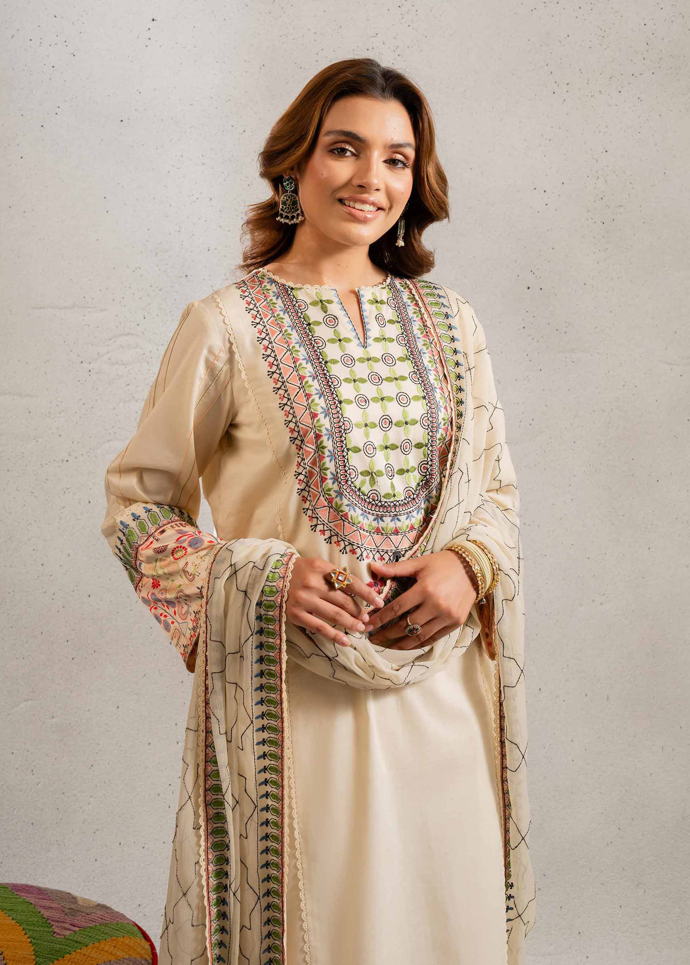 3 Piece - Embroidered Suit - PE25-132