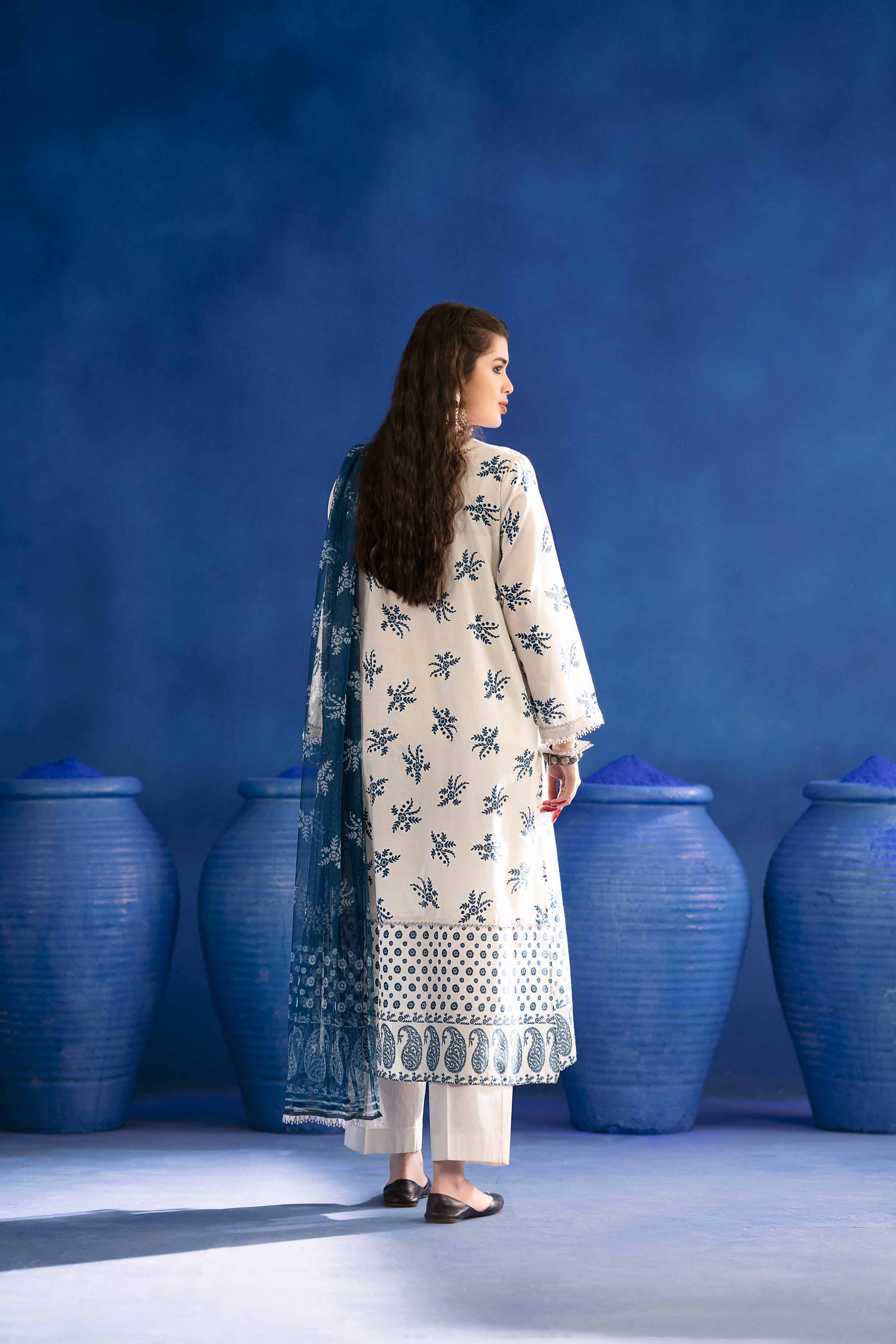 3 Piece - Printed Embroidered Suit - PE25-180