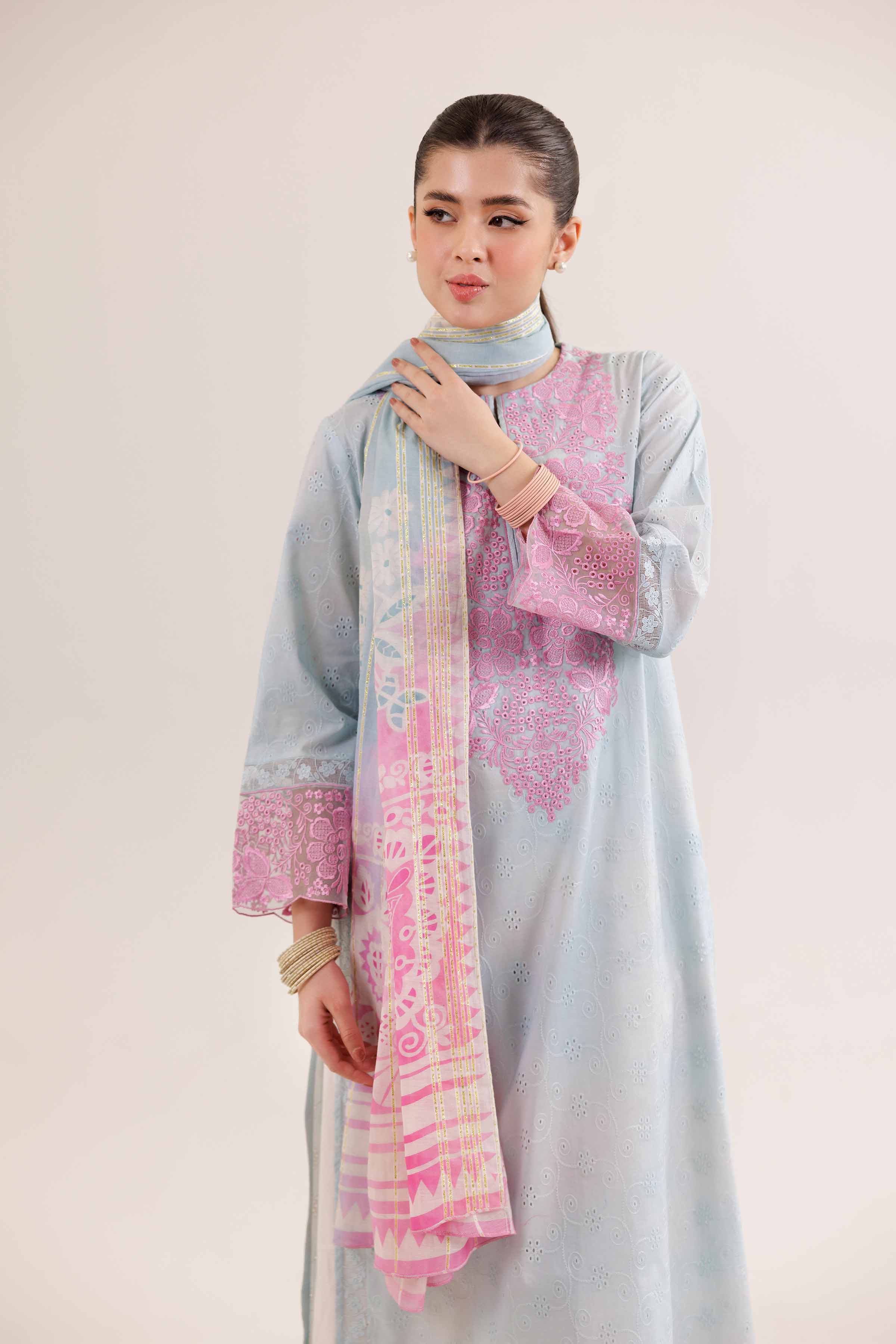 2 Piece - Printed Embroidered Suit - PE25-188