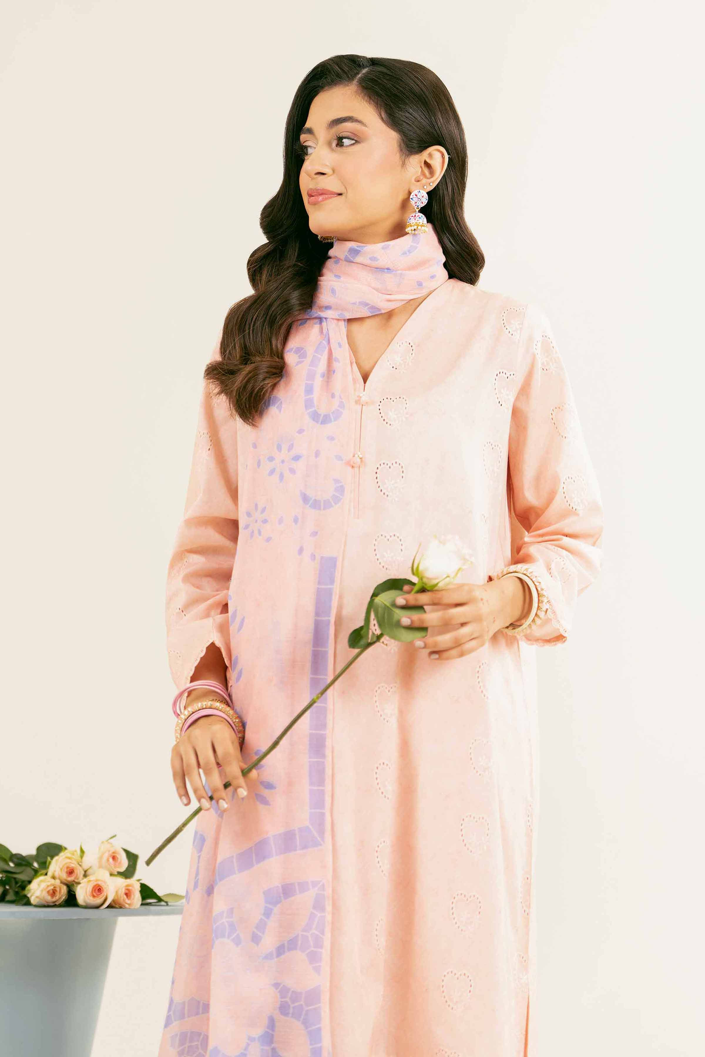 3 Piece - Printed Embroidered Suit - PE25-252