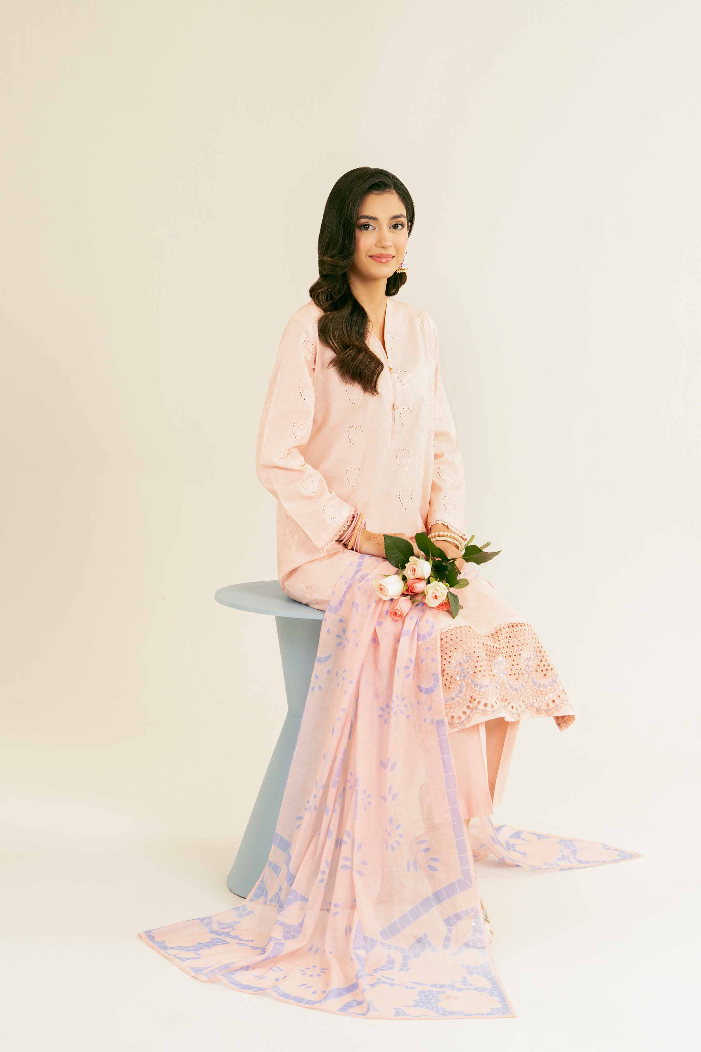 3 Piece - Printed Embroidered Suit - PE25-252