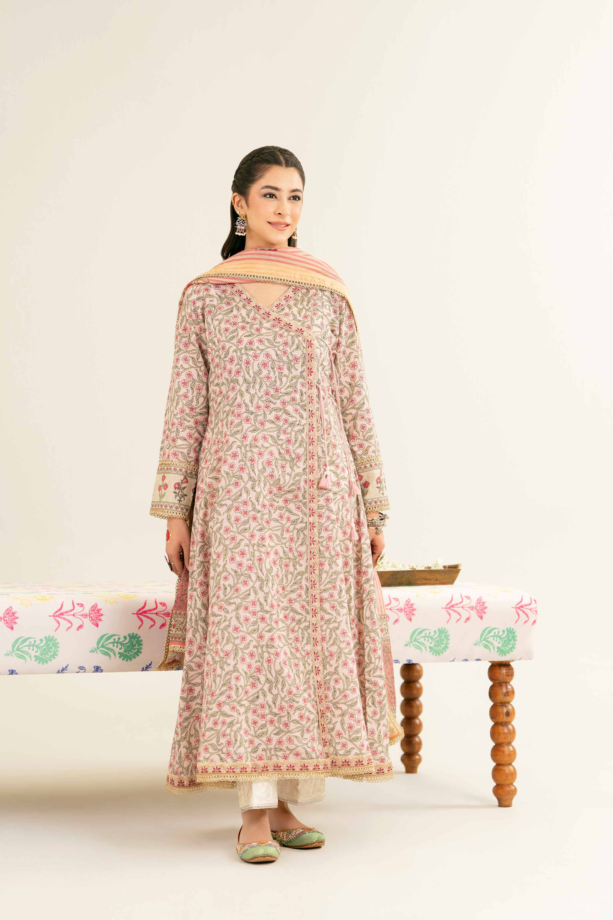2 Piece - Printed Embroidered Suit - PE25-260