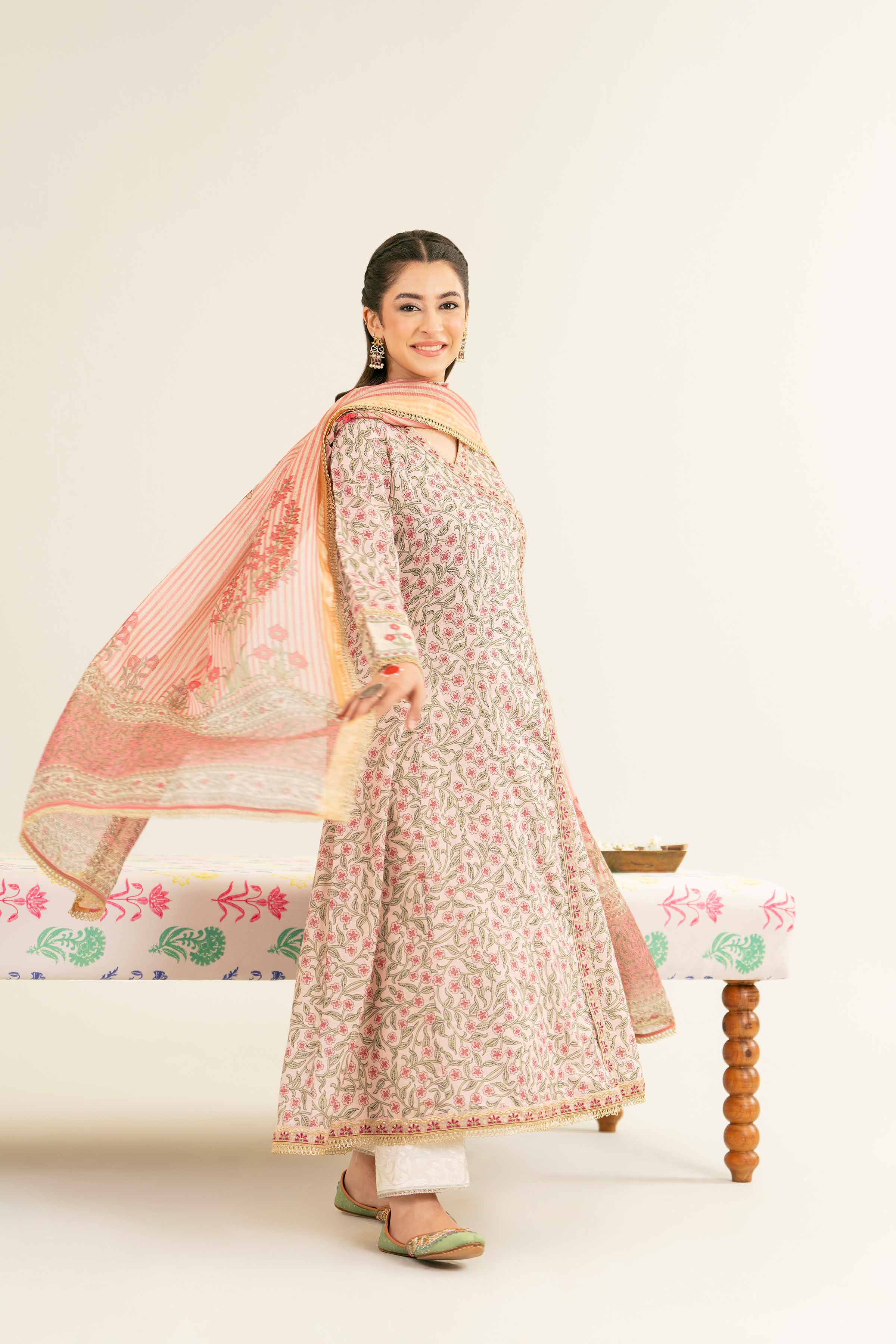 2 Piece - Printed Embroidered Suit - PE25-260