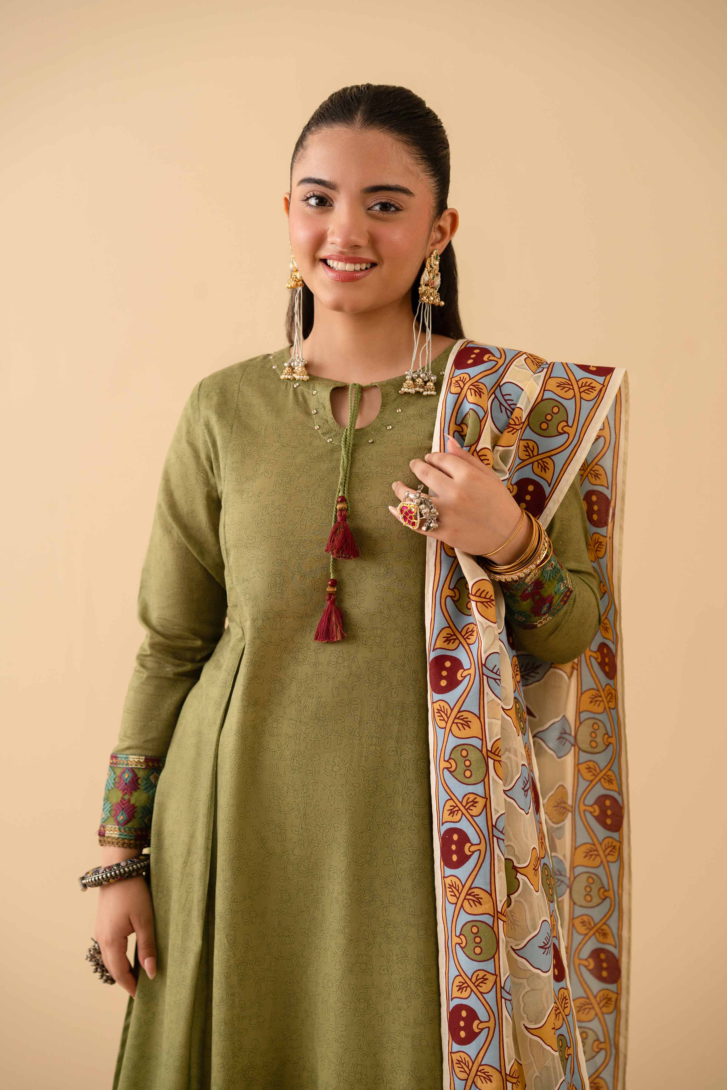 2 Piece - Printed Embroidered Suit - PE25-314