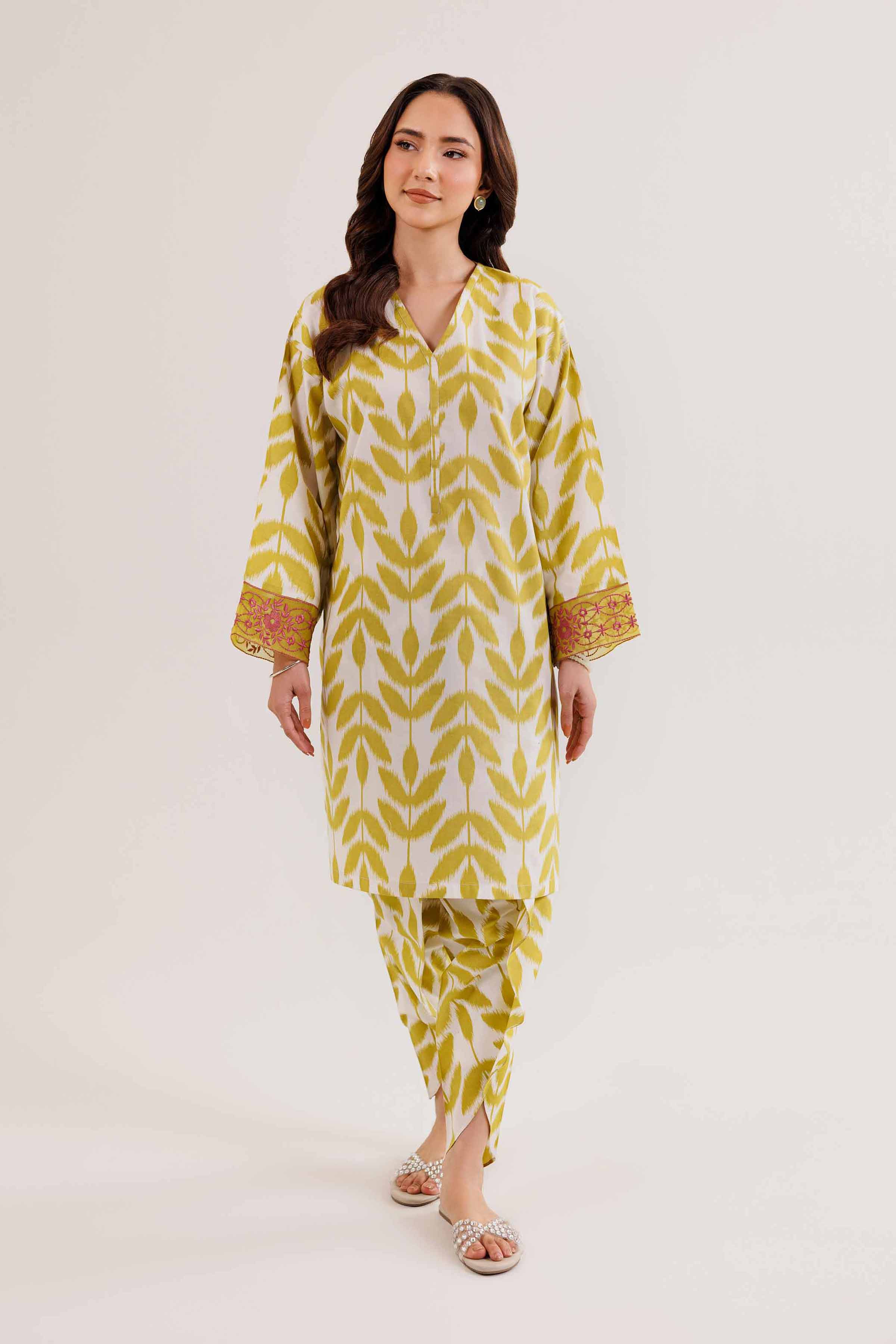 2 Piece - Printed Embroidered Suit - PE25-326