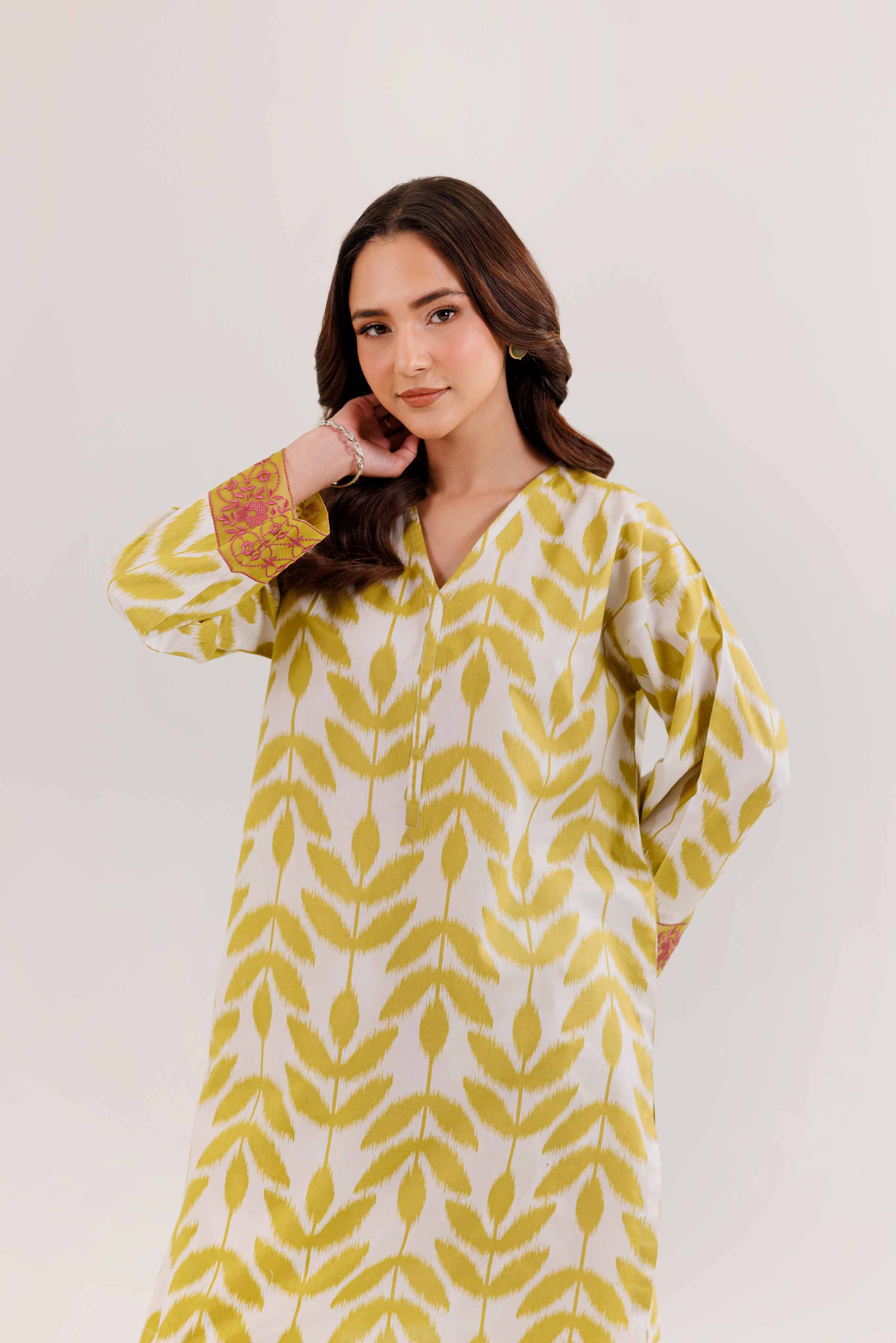 2 Piece - Printed Embroidered Suit - PE25-326
