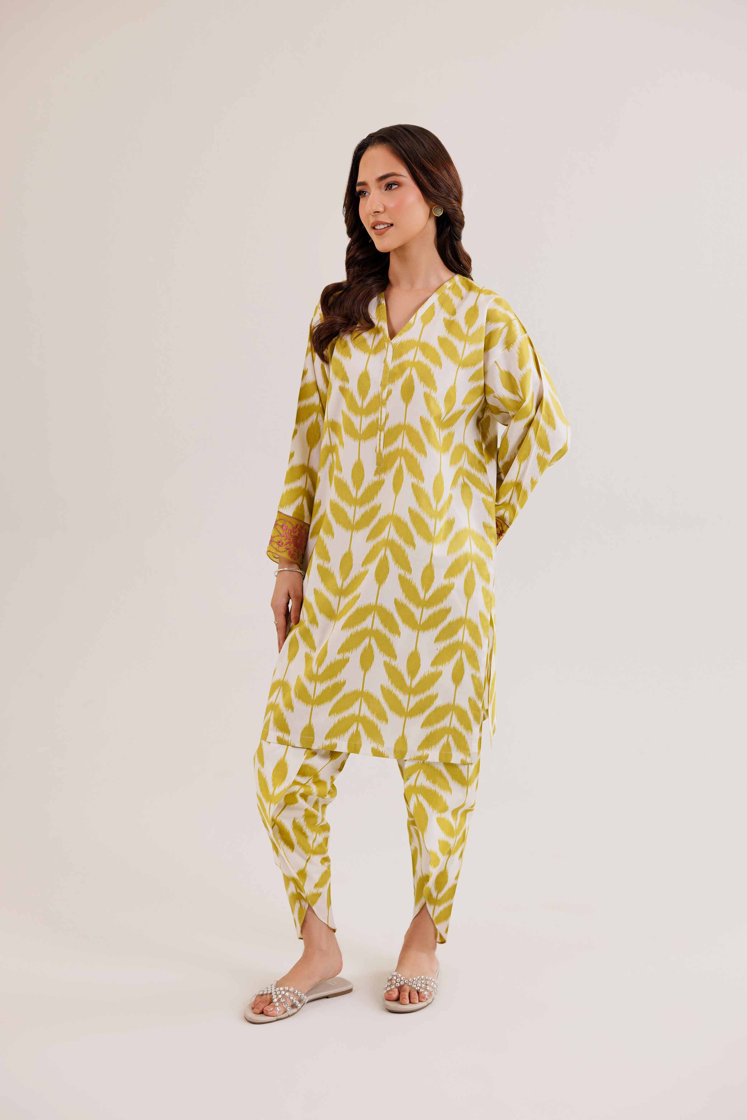 2 Piece - Printed Embroidered Suit - PE25-326