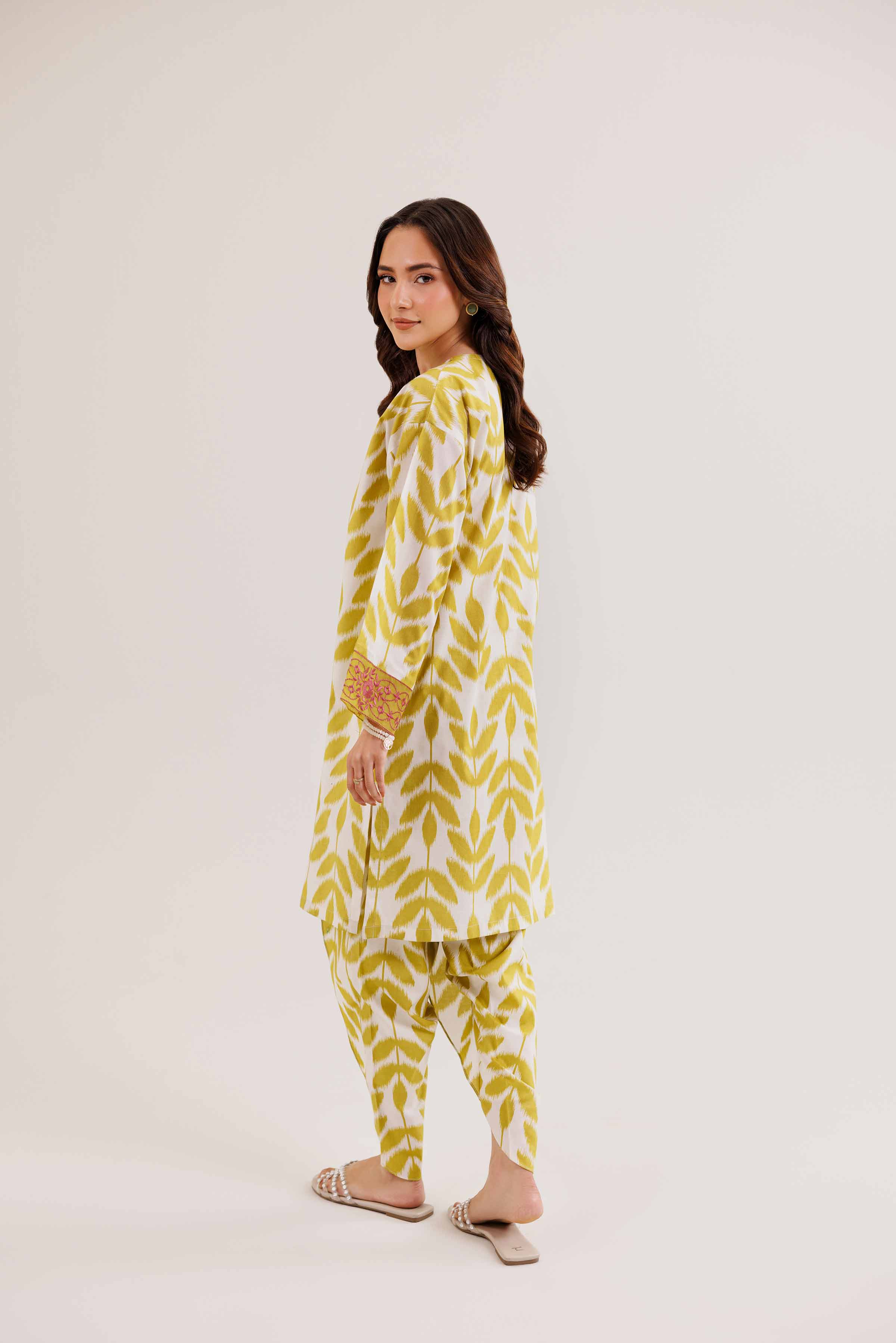 2 Piece - Printed Embroidered Suit - PE25-326