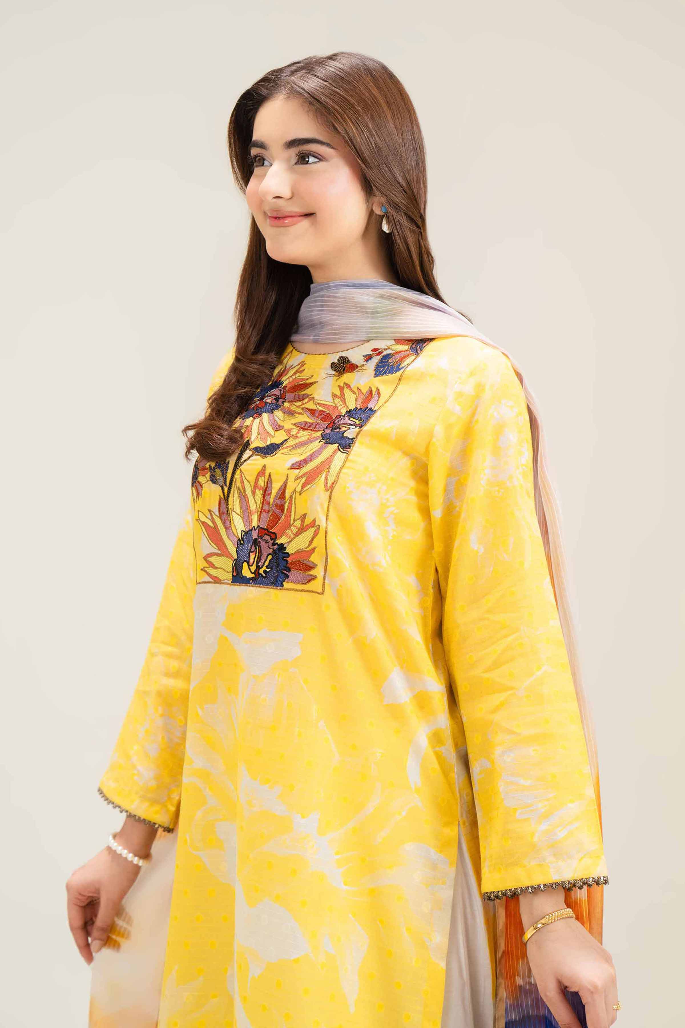 2 Piece - Printed Embroidered Suit - PE25-336