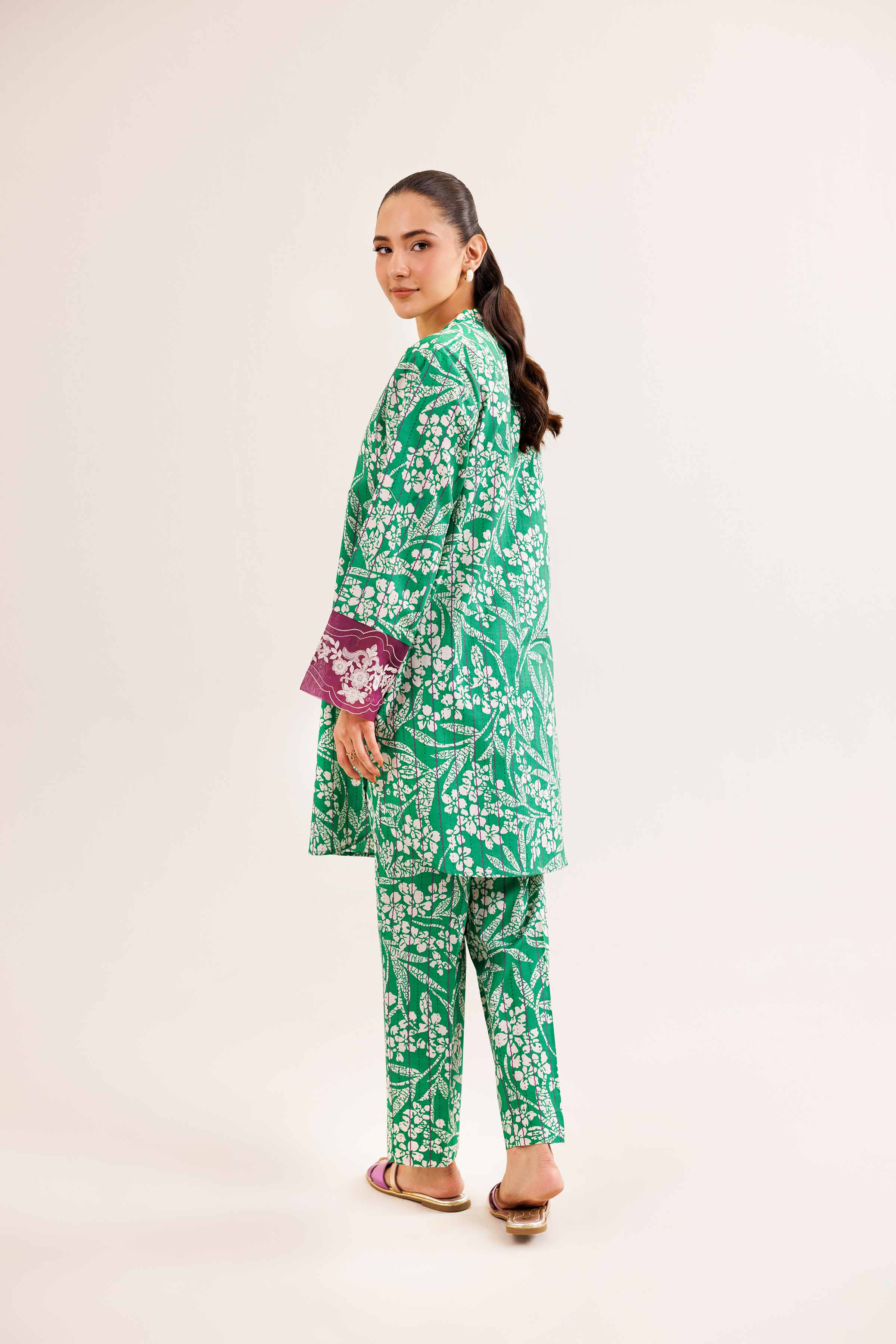 2 Piece - Printed Embroidered Suit - PE25-340