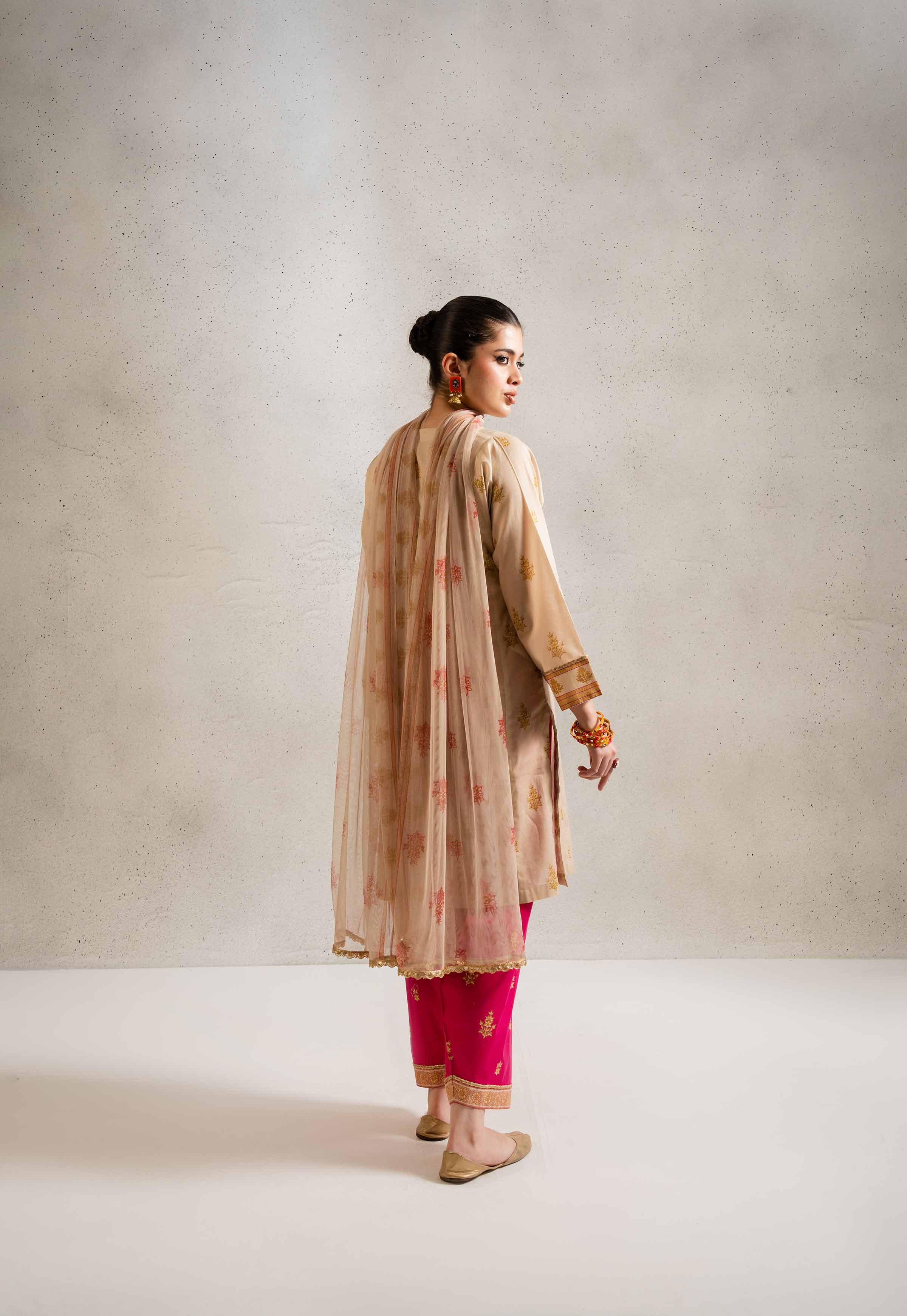 3 Piece - Printed Embroidered Suit - PE25-341
