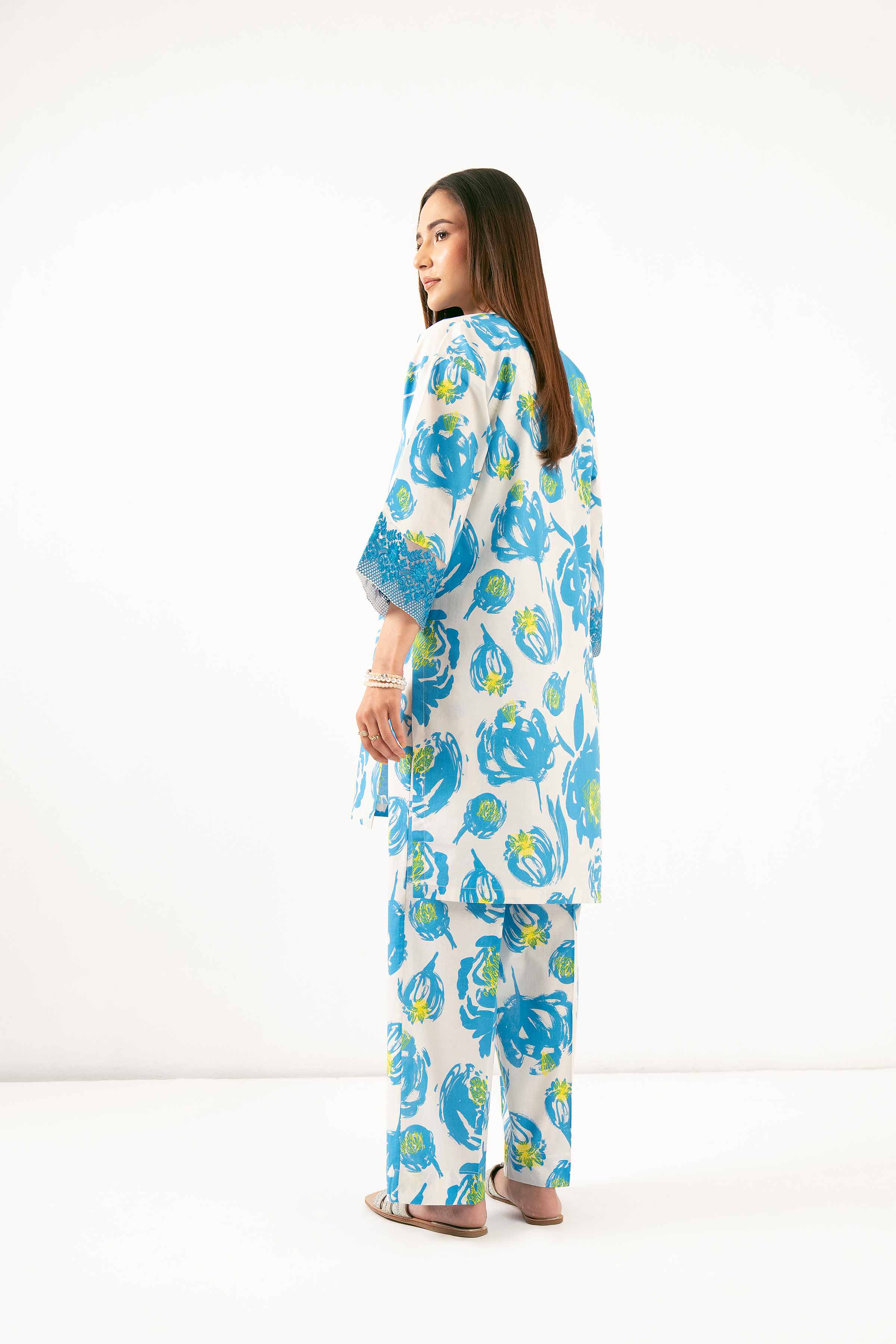 2 Piece - Printed Embroidered Suit - PE25-343