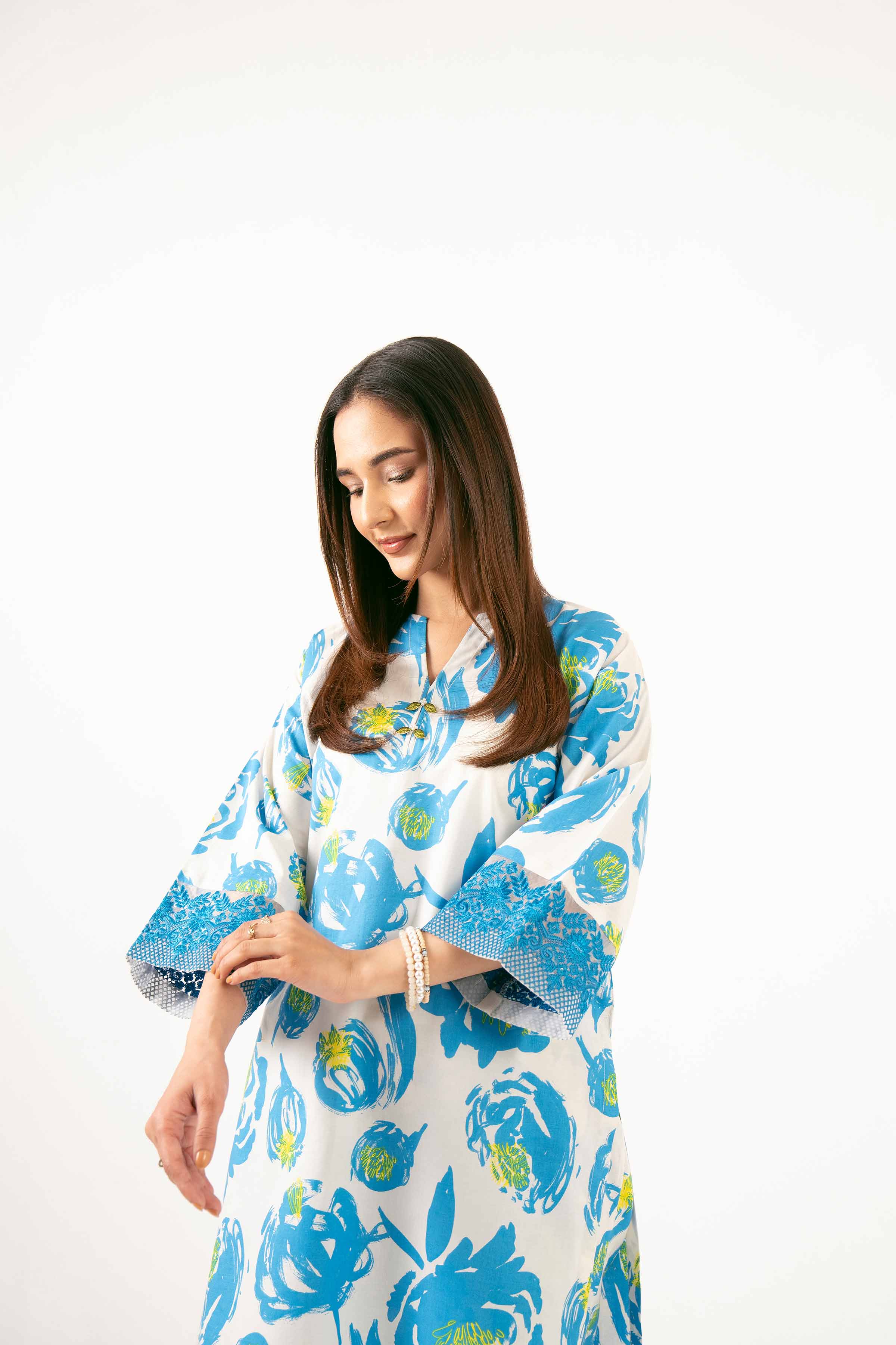 2 Piece - Printed Embroidered Suit - PE25-343