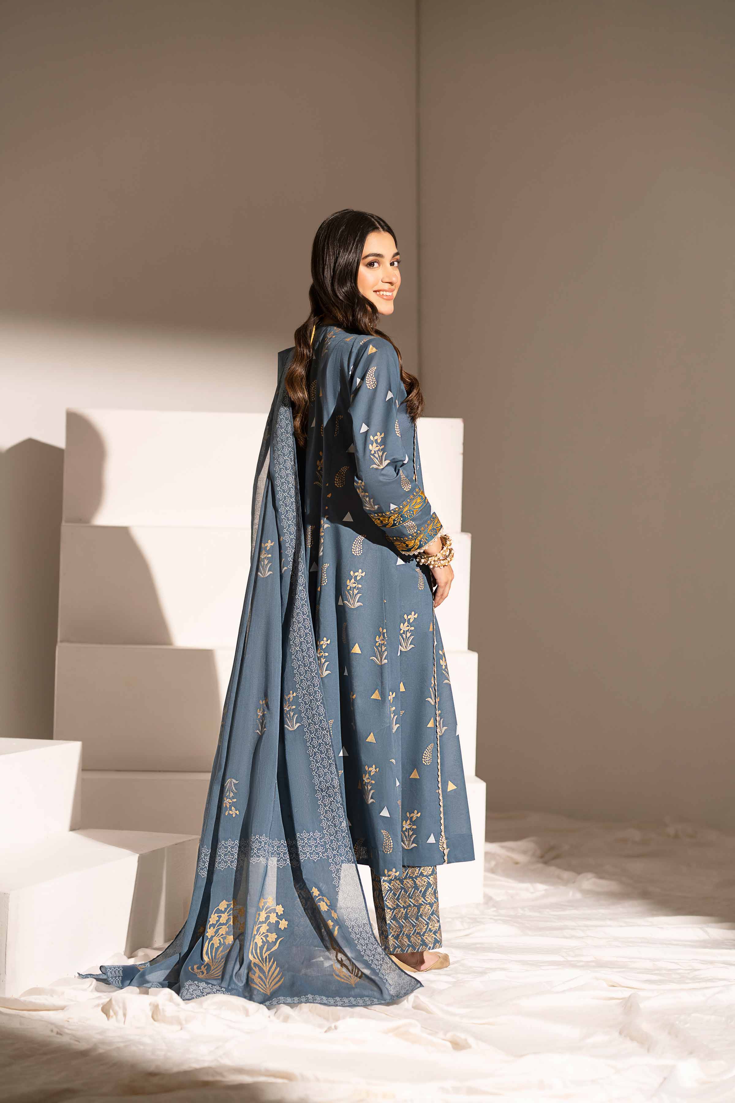 3 Piece - Printed Embroidered Suit - PE25-344