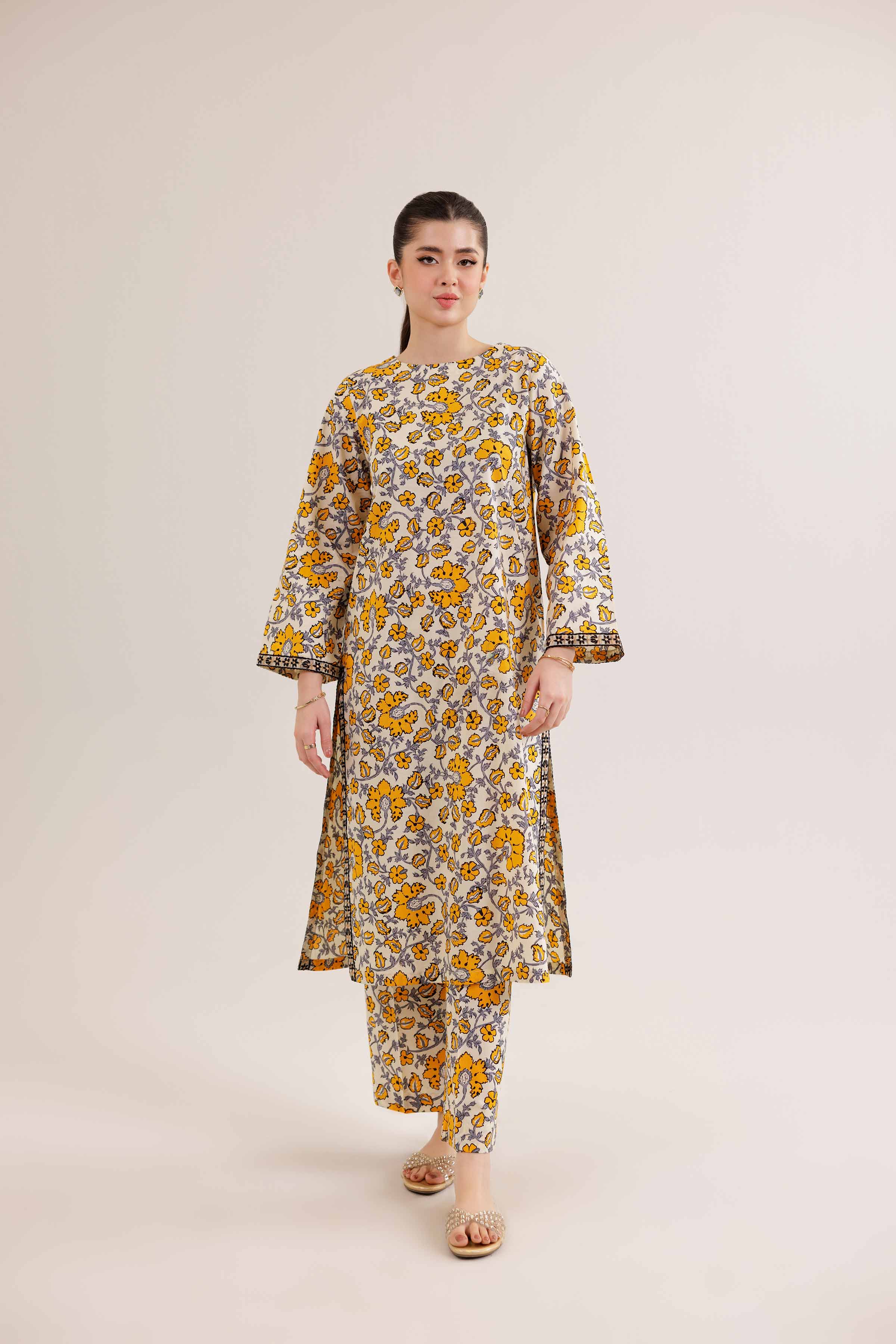 2 Piece - Printed Embroidered Suit - PE25-352