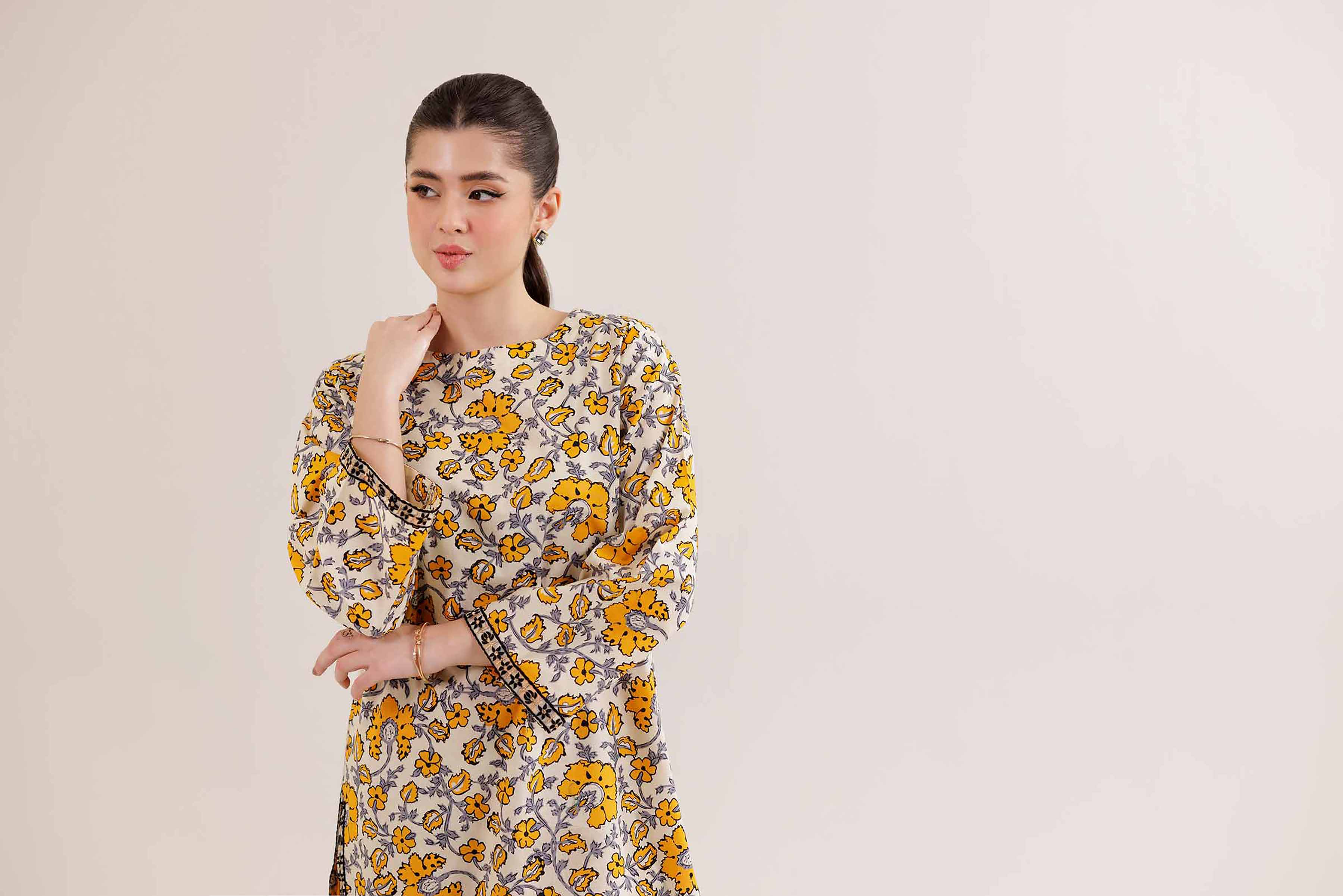 2 Piece - Printed Embroidered Suit - PE25-352