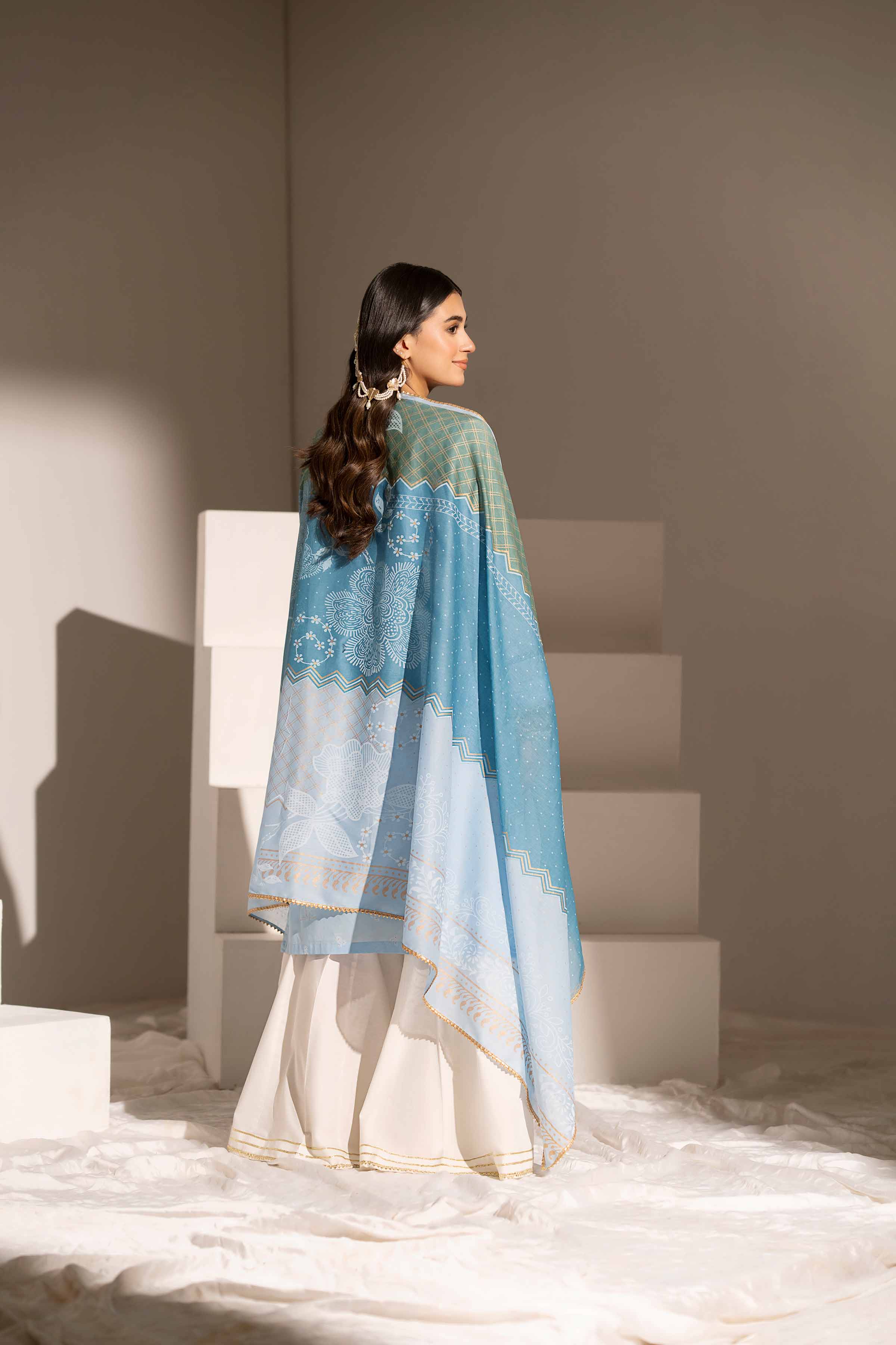2 Piece - Printed Embroidered Suit - PE25-356