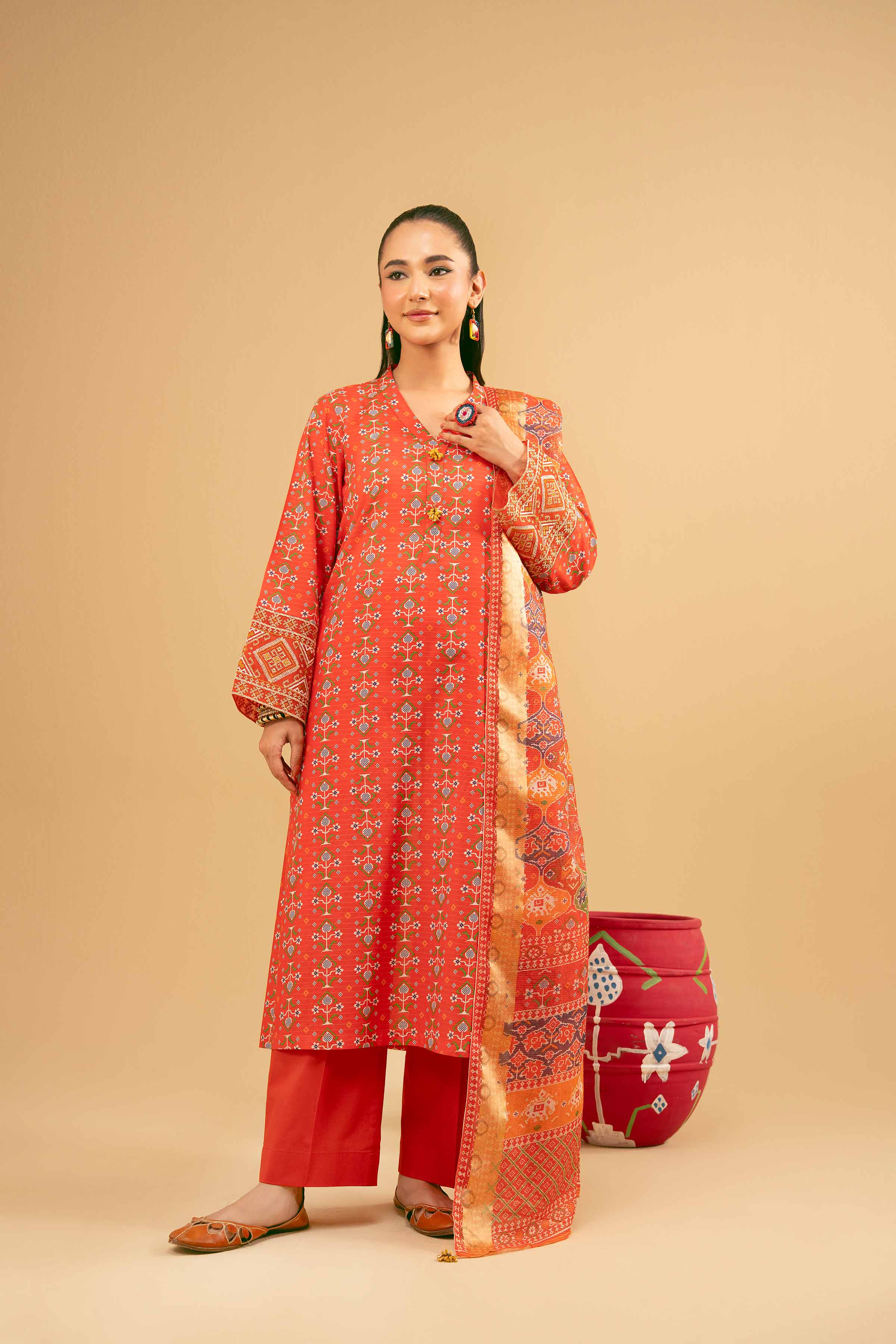 3 Piece - Printed Embroidered Suit - PE25-375 for Women - Pret Collection | Nishat | Shop Online