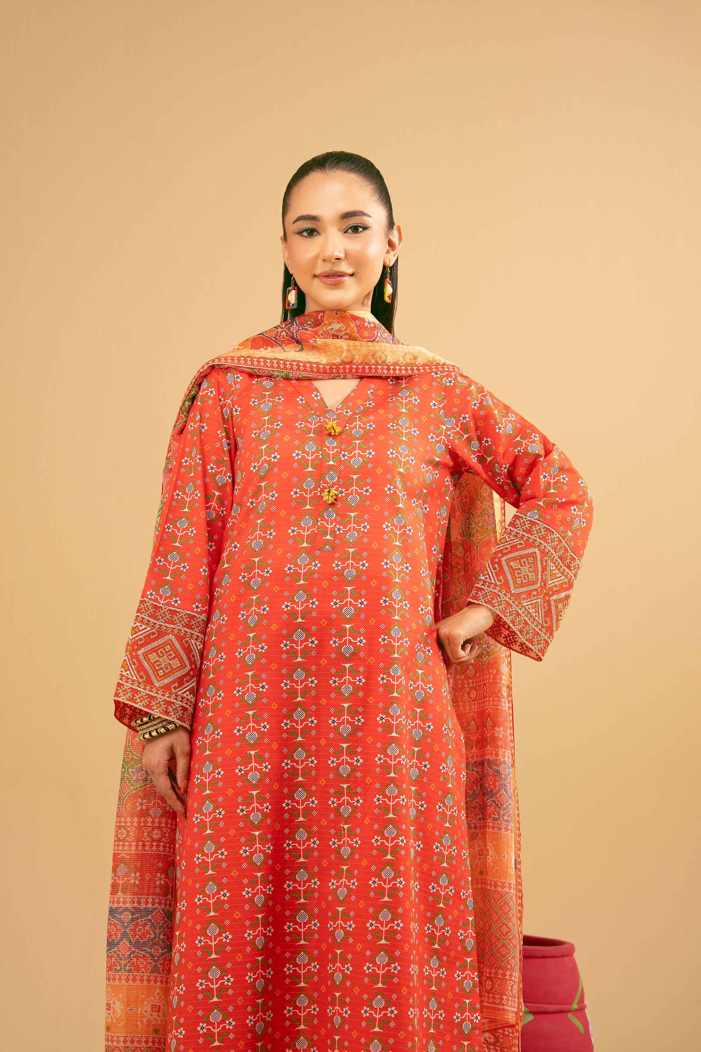 3 Piece - Printed Embroidered Suit - PE25-375 for Women - Pret Collection | Nishat | Shop Online