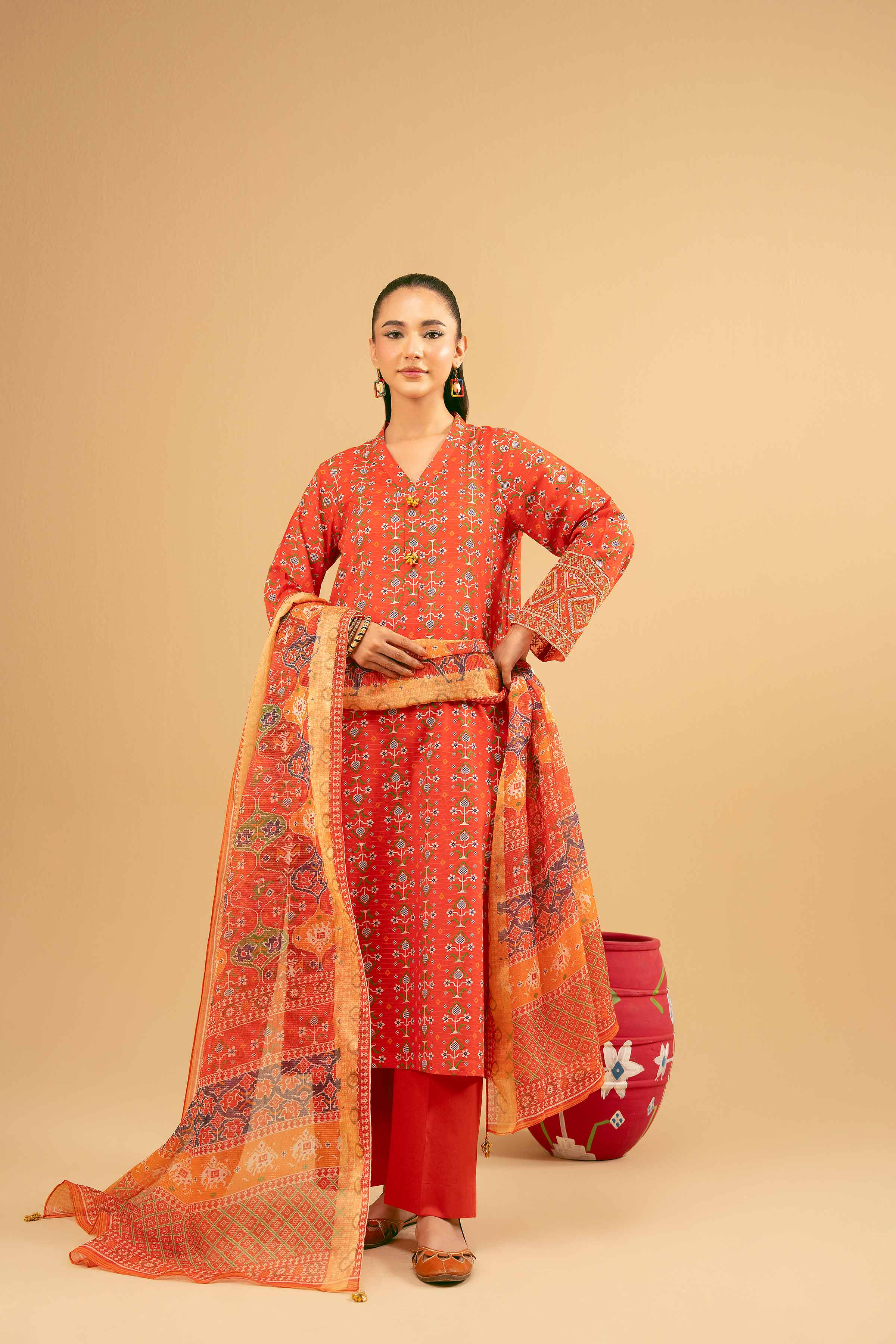 3 Piece - Printed Embroidered Suit - PE25-375 for Women - Pret Collection | Nishat | Shop Online