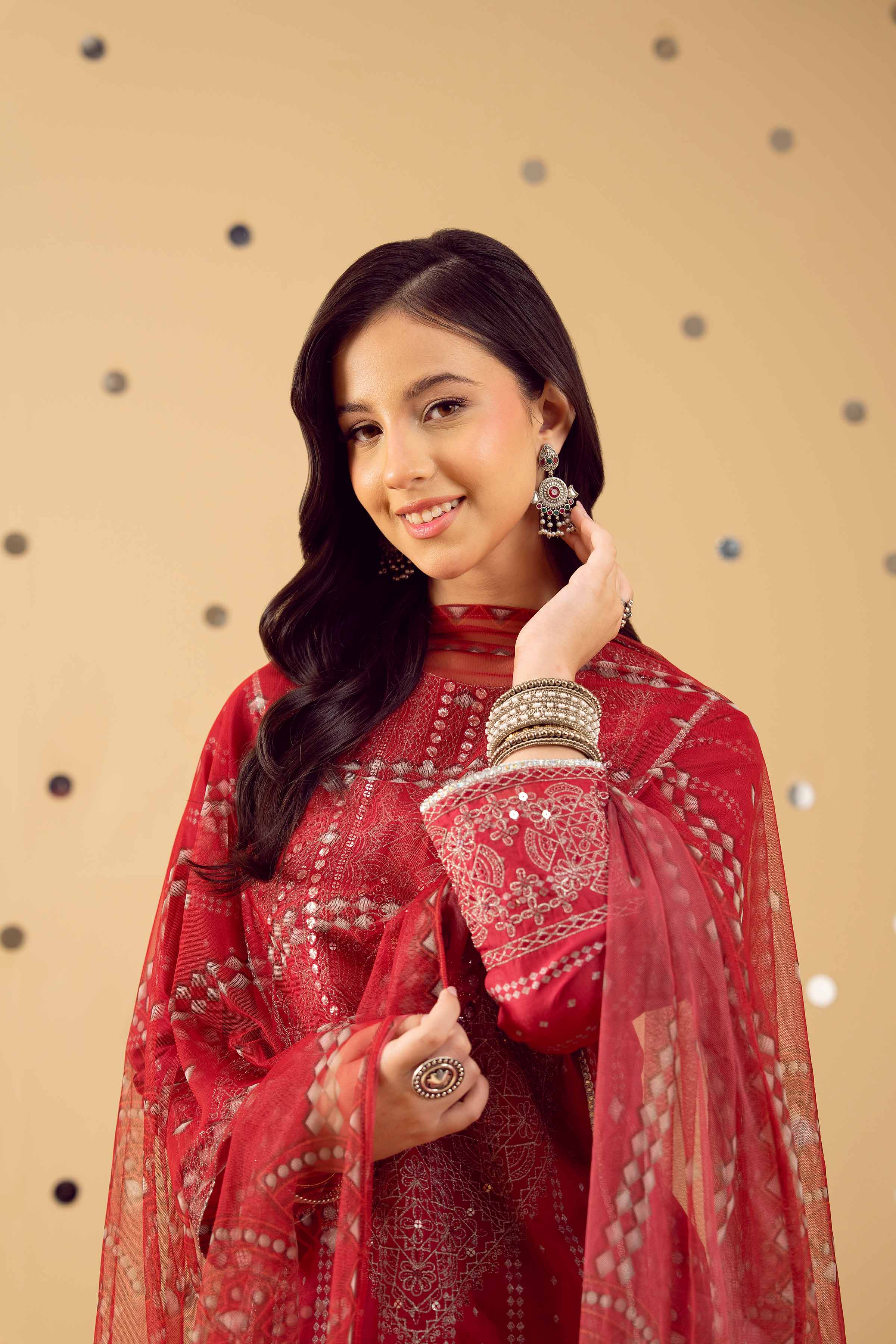 2 Piece - Printed Embroidered Suit - PE25-389