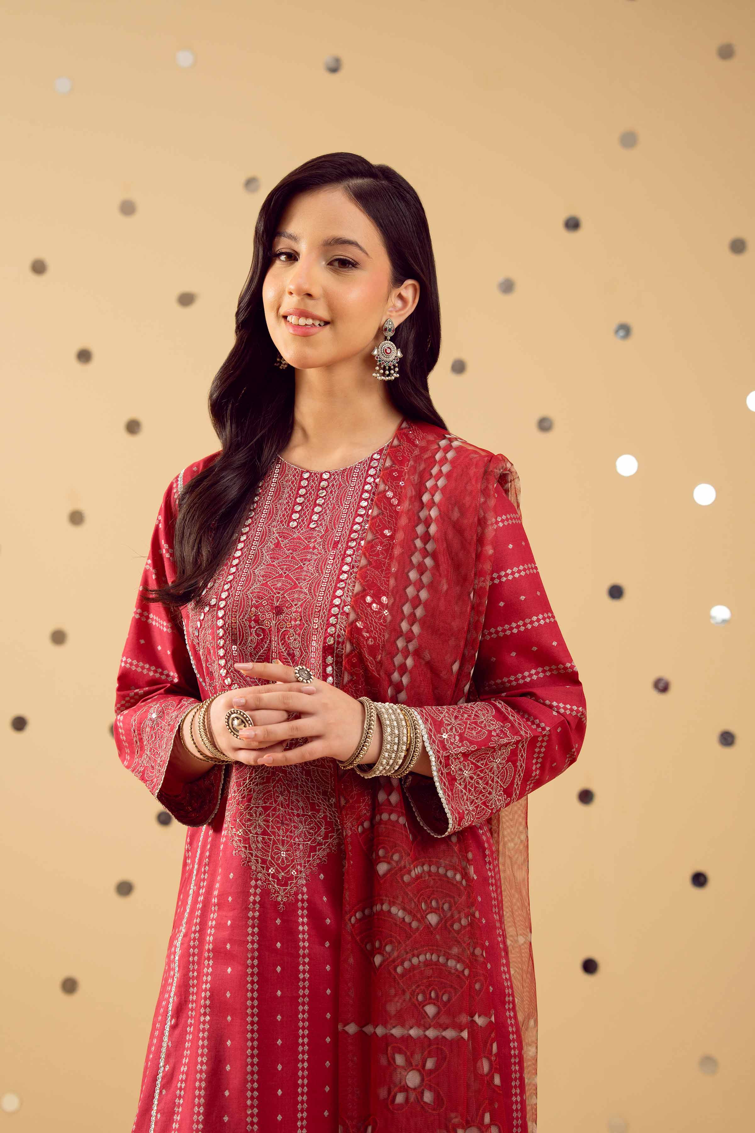 2 Piece - Printed Embroidered Suit - PE25-389