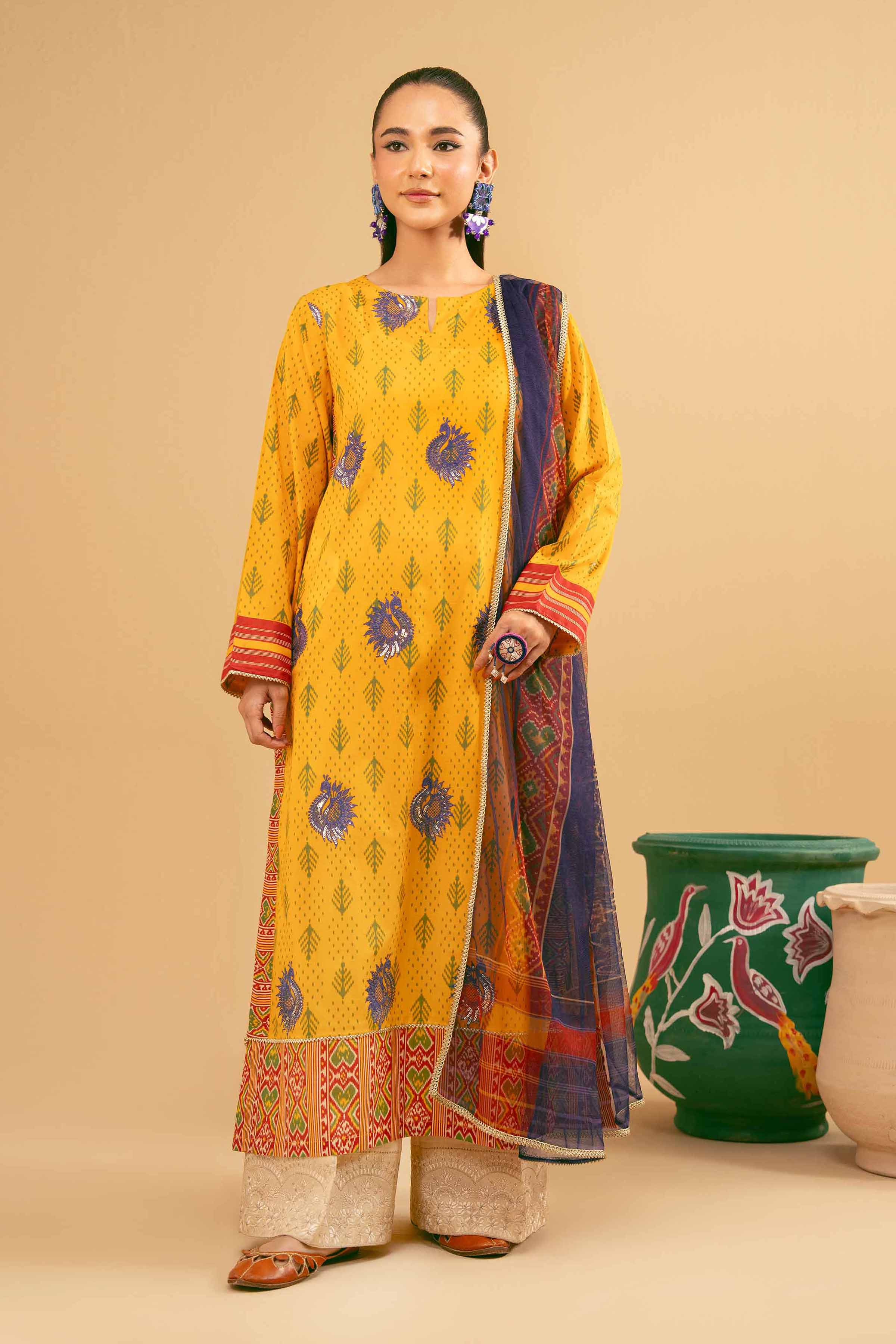 2 Piece - Printed Embroidered Suit - PE25-395