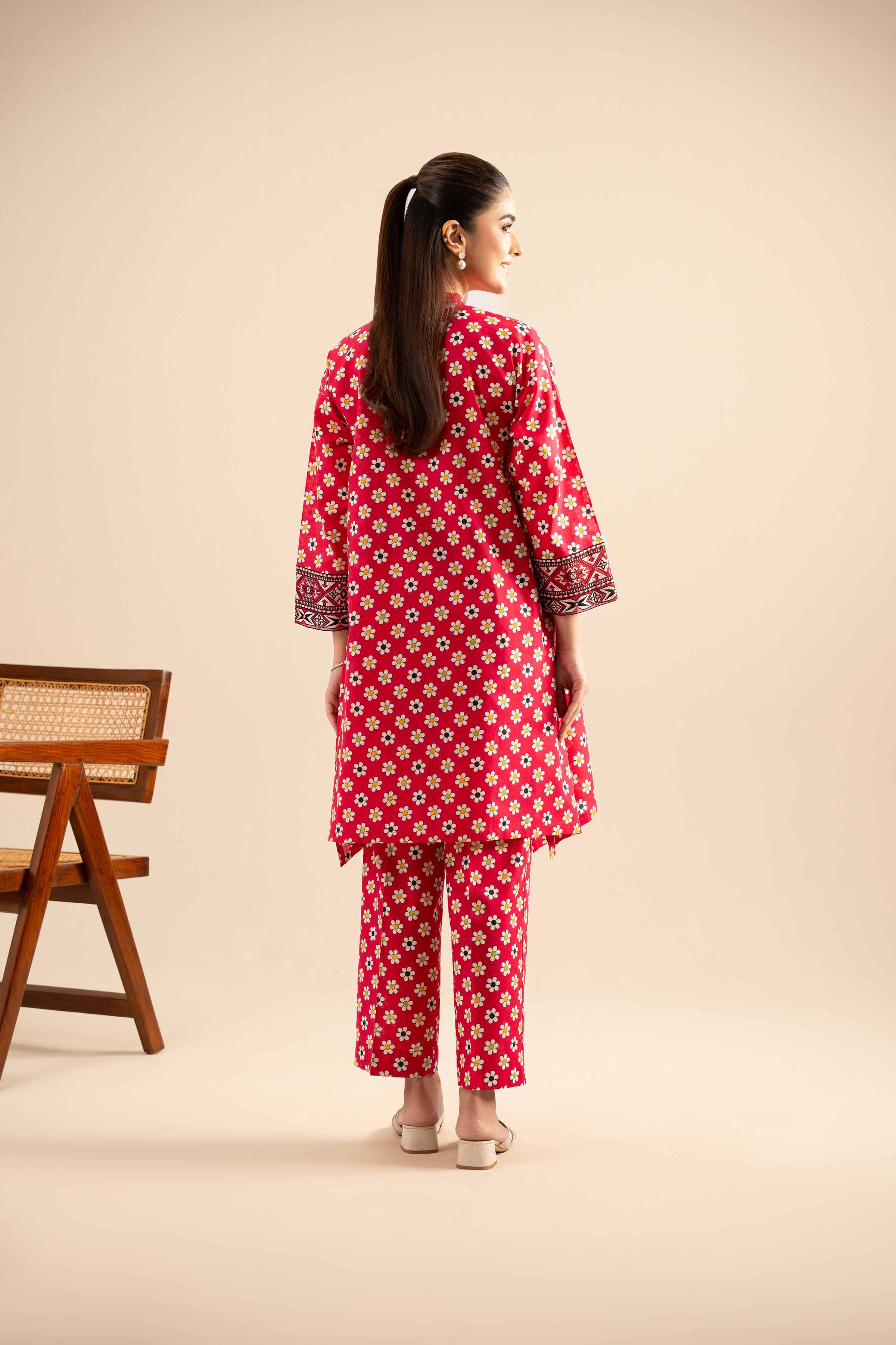 2 Piece - Printed Embroidered Suit - PE25-424