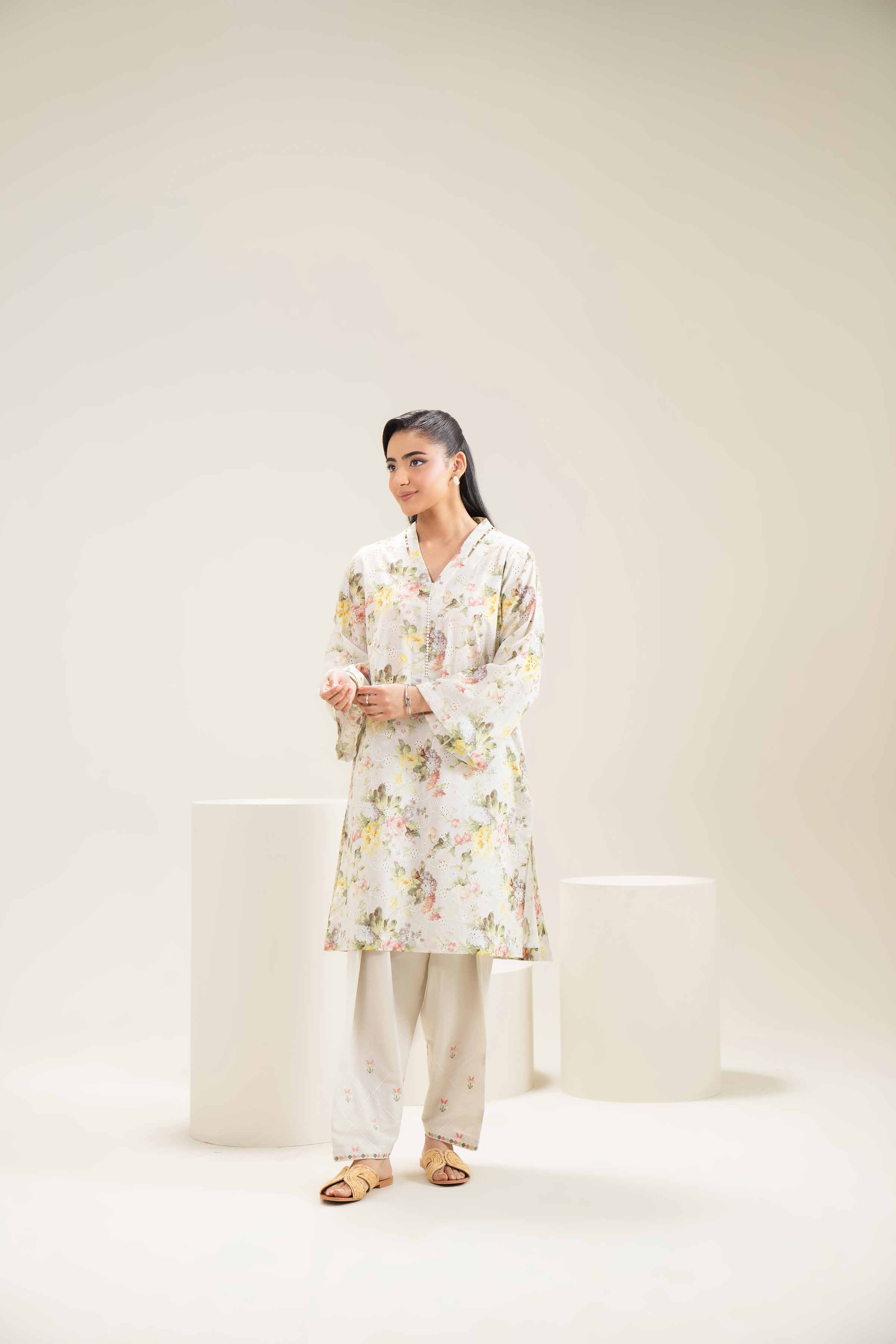 2 Piece - Printed Embroidered Suit - PE25-450