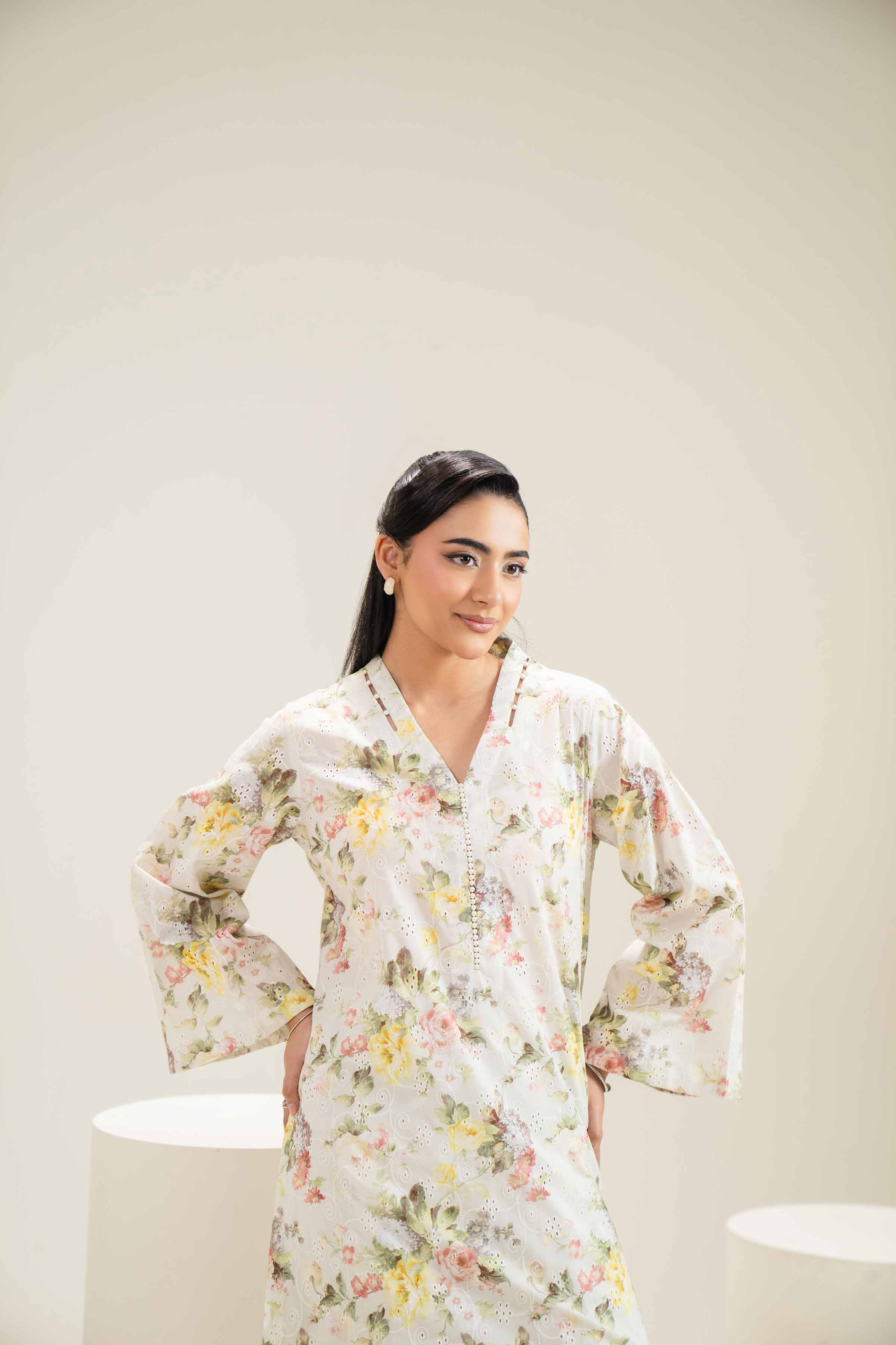 2 Piece - Printed Embroidered Suit - PE25-450