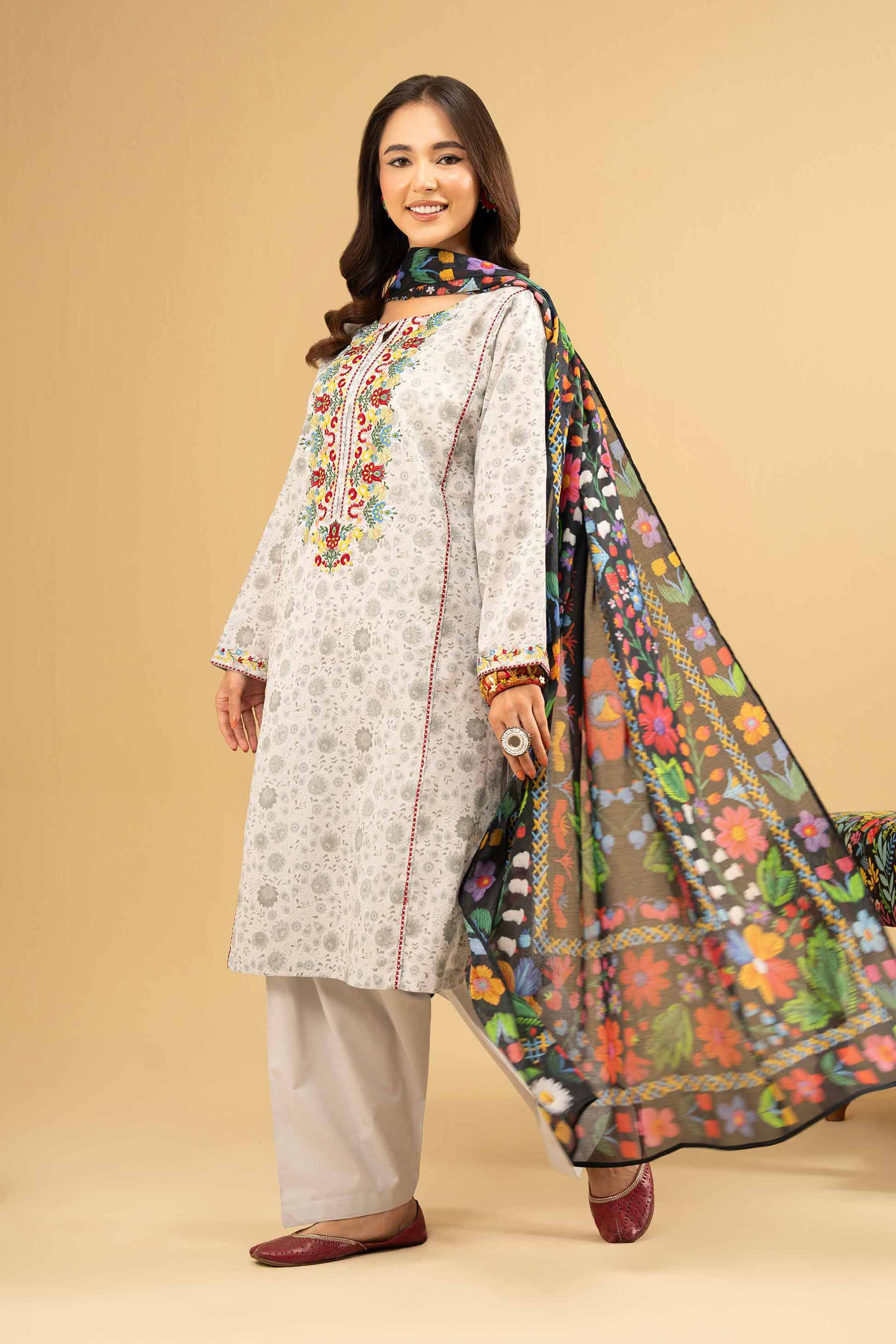 3 Piece - Printed Embroidered Suit - PE25-485 for Women - Pret Collection | Nishat | Shop Online