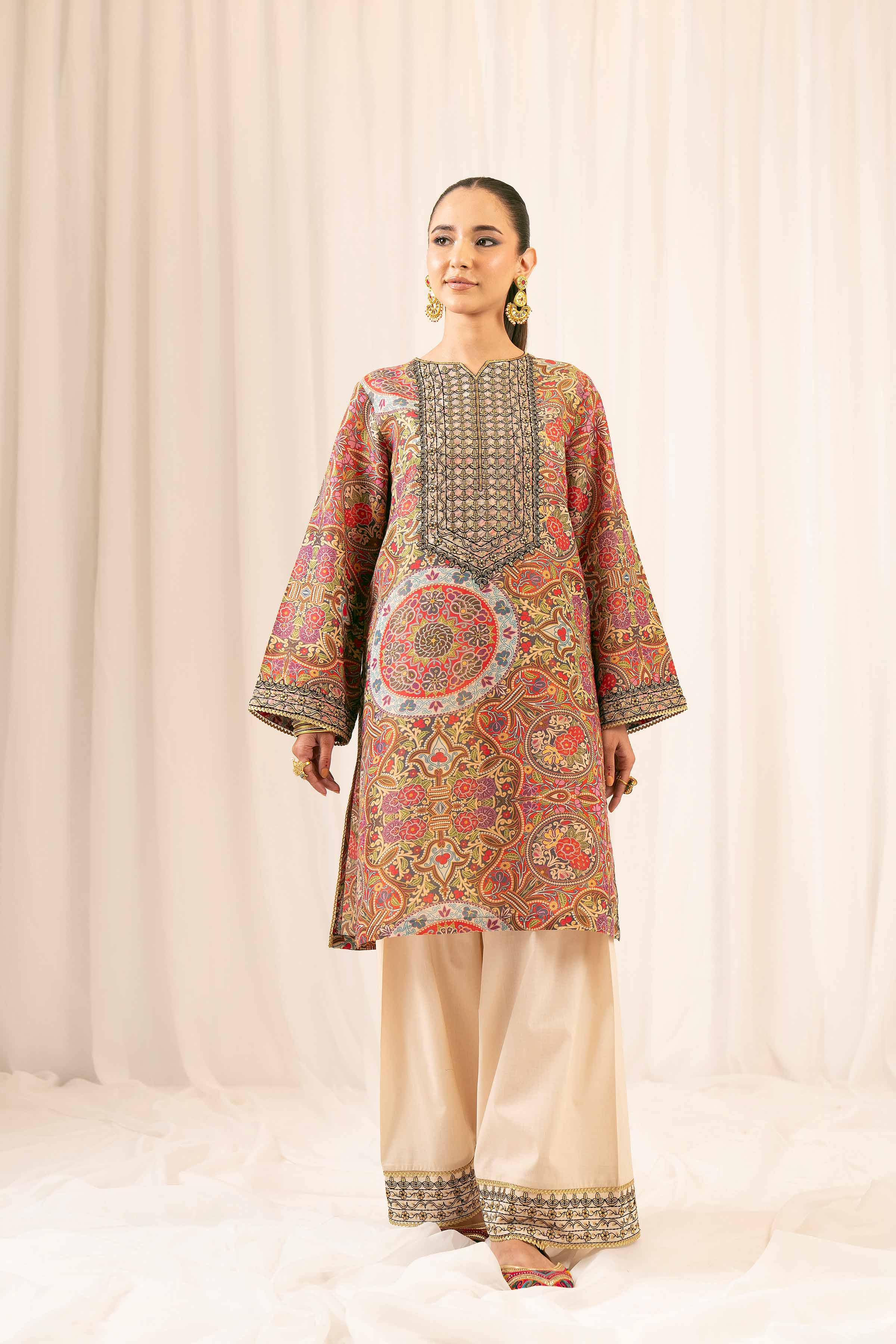 2 Piece - Printed Embroidered Suit - PFE25-05