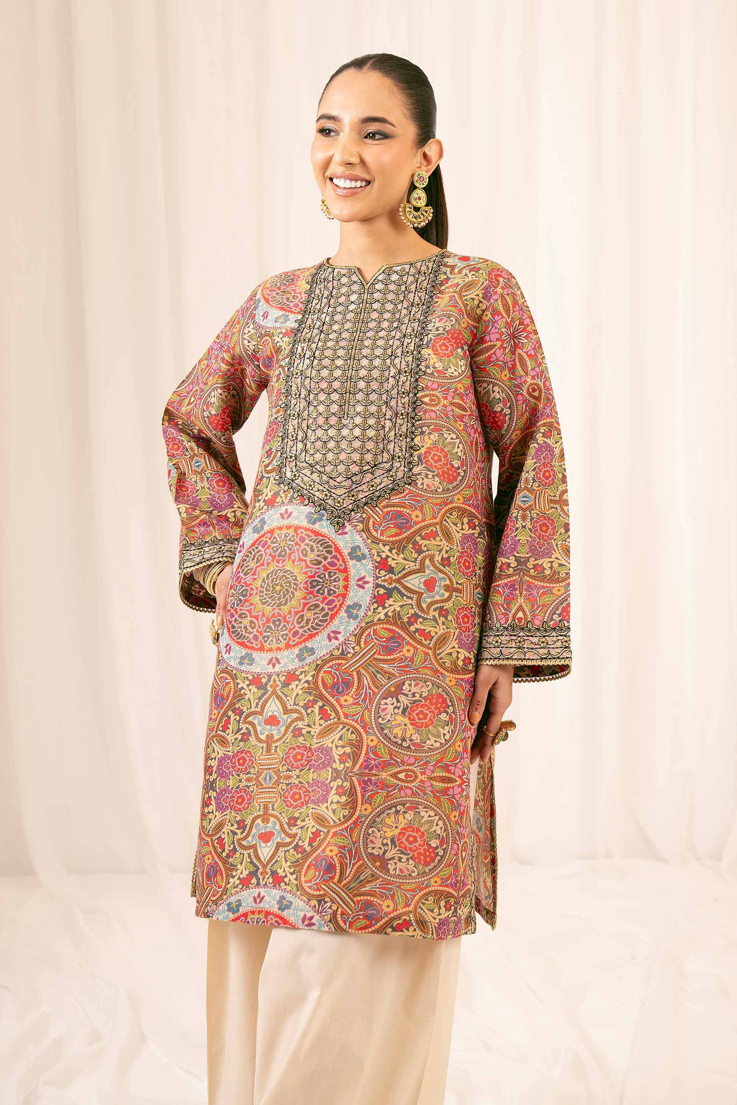 2 Piece - Printed Embroidered Suit - PFE25-05