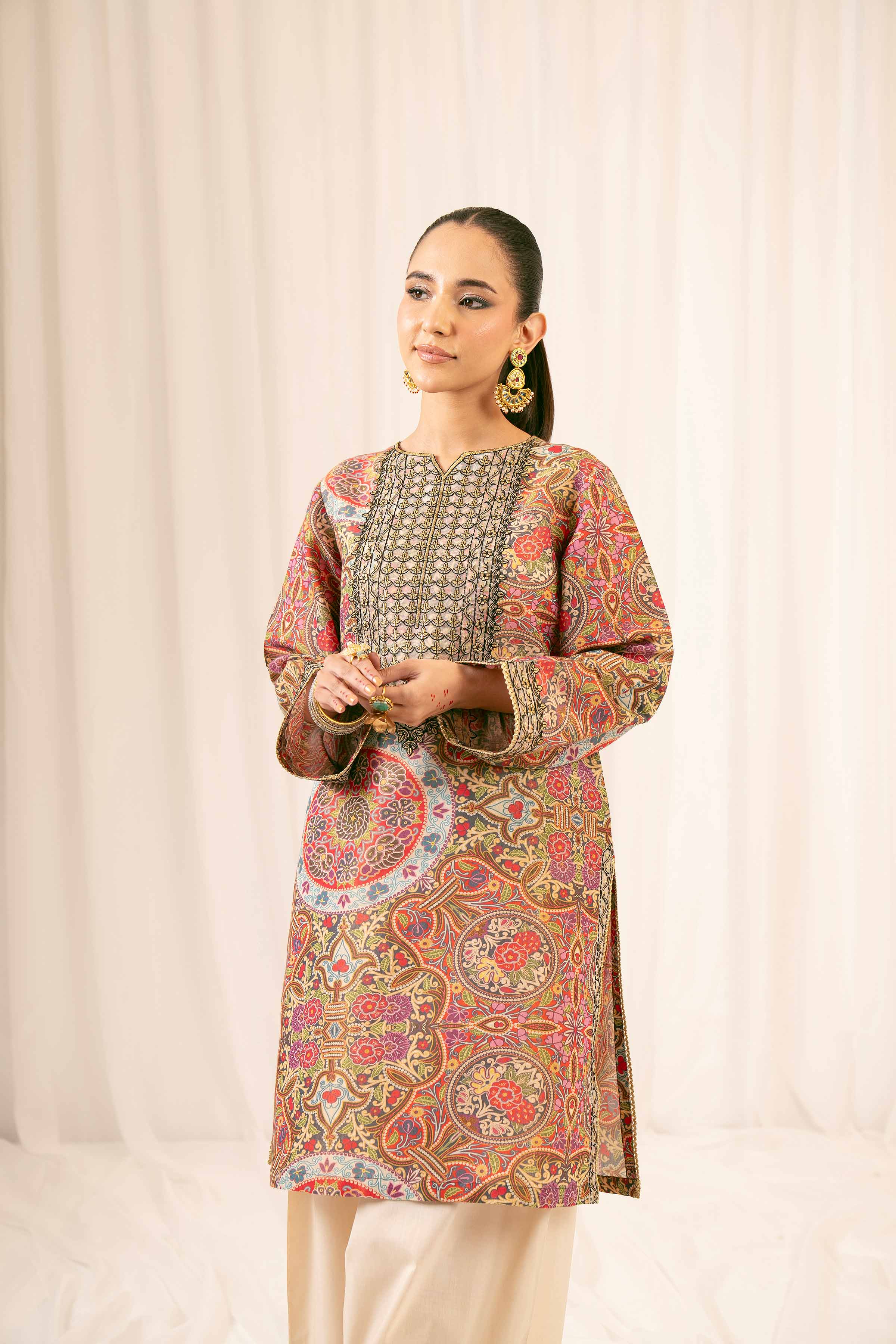 2 Piece - Printed Embroidered Suit - PFE25-05