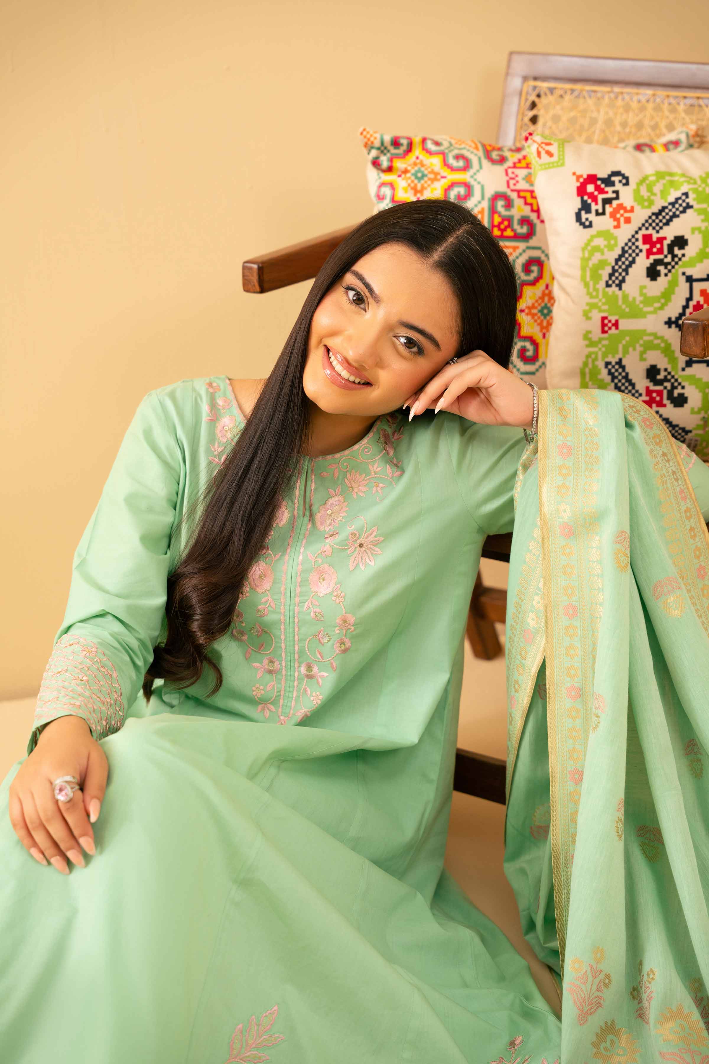 3 Piece - Embroidered Suit - PE25-500 for Women - Pret Collection | Nishat | Shop Online