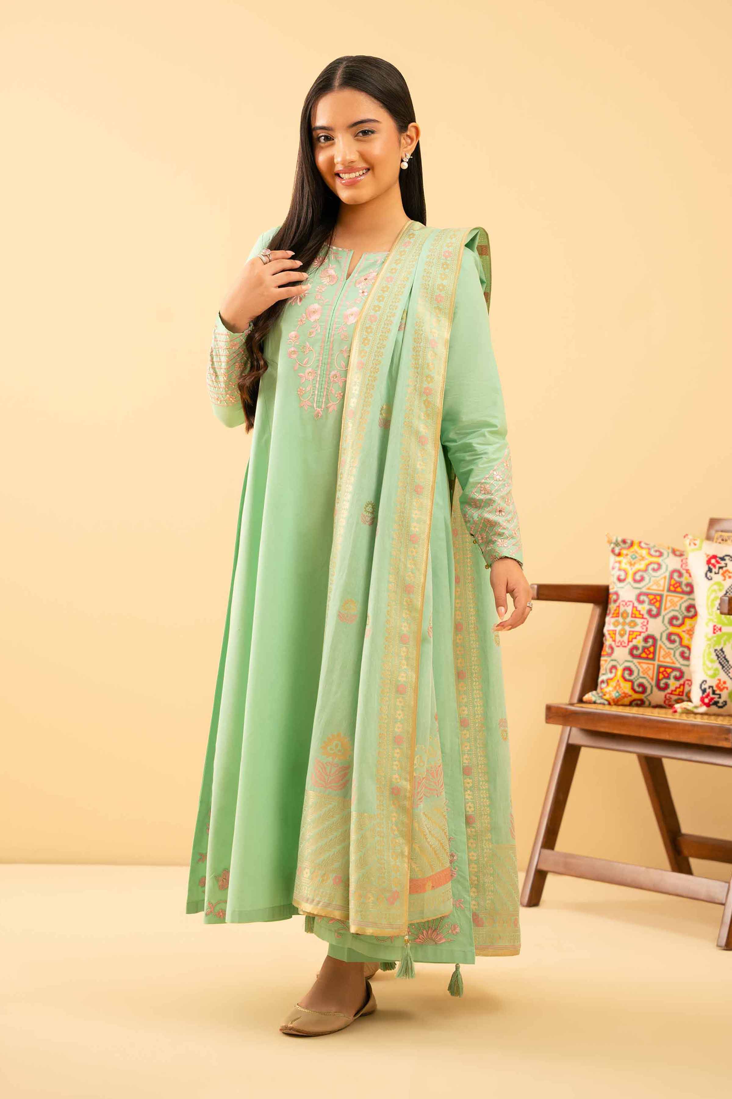 3 Piece - Embroidered Suit - PE25-500 for Women - Pret Collection | Nishat | Shop Online