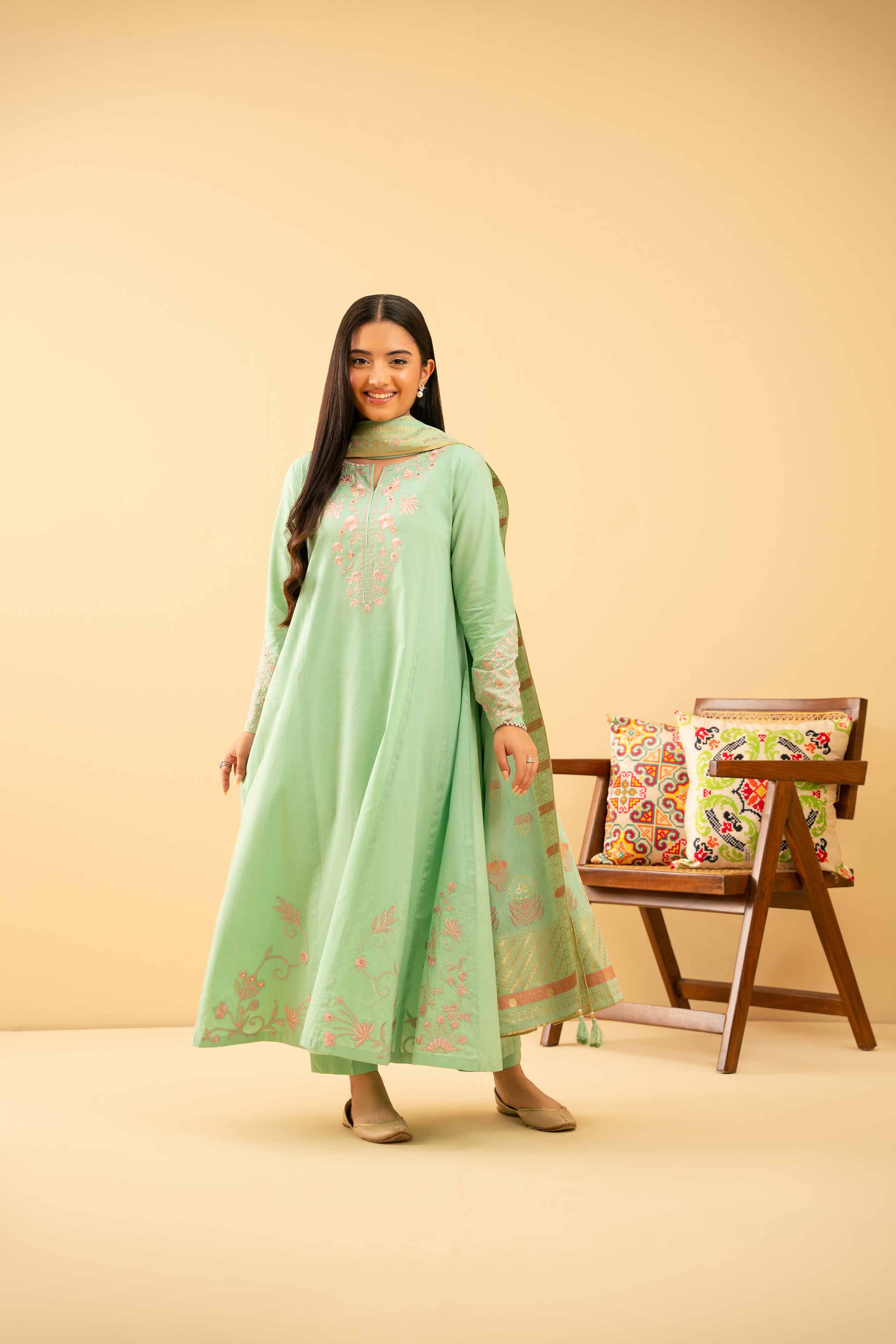 3 Piece - Embroidered Suit - PE25-500 for Women - Pret Collection | Nishat | Shop Online