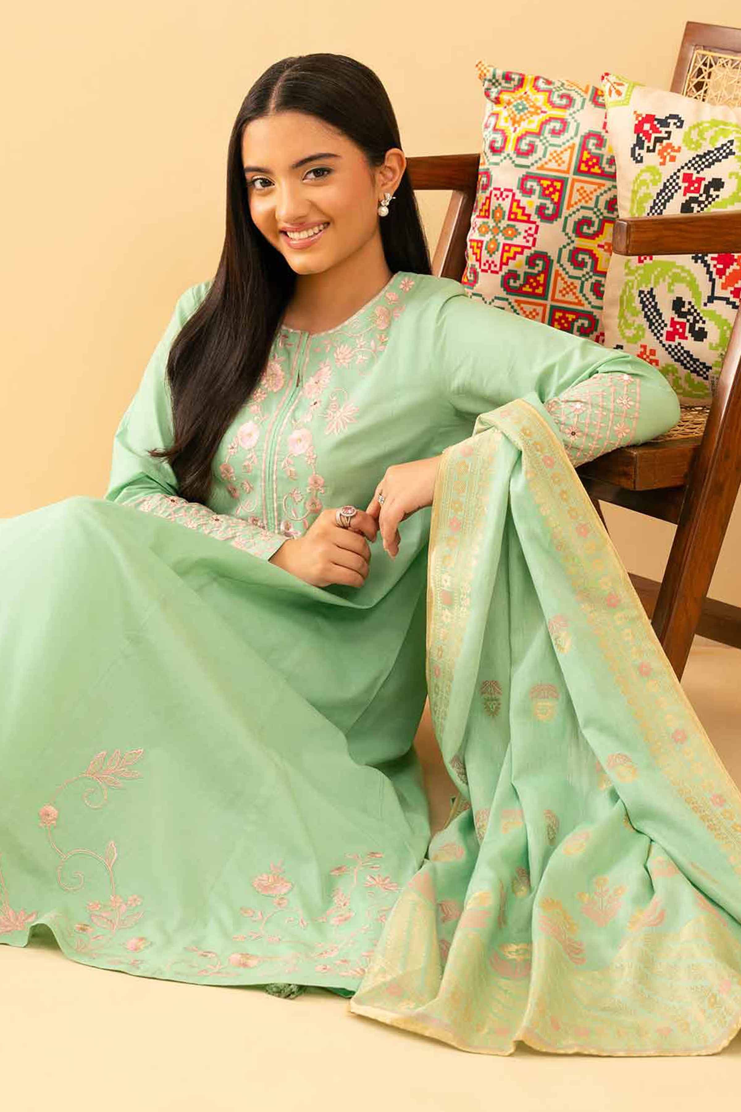 3 Piece - Embroidered Suit - PE25-500 for Women - Pret Collection | Nishat | Shop Online