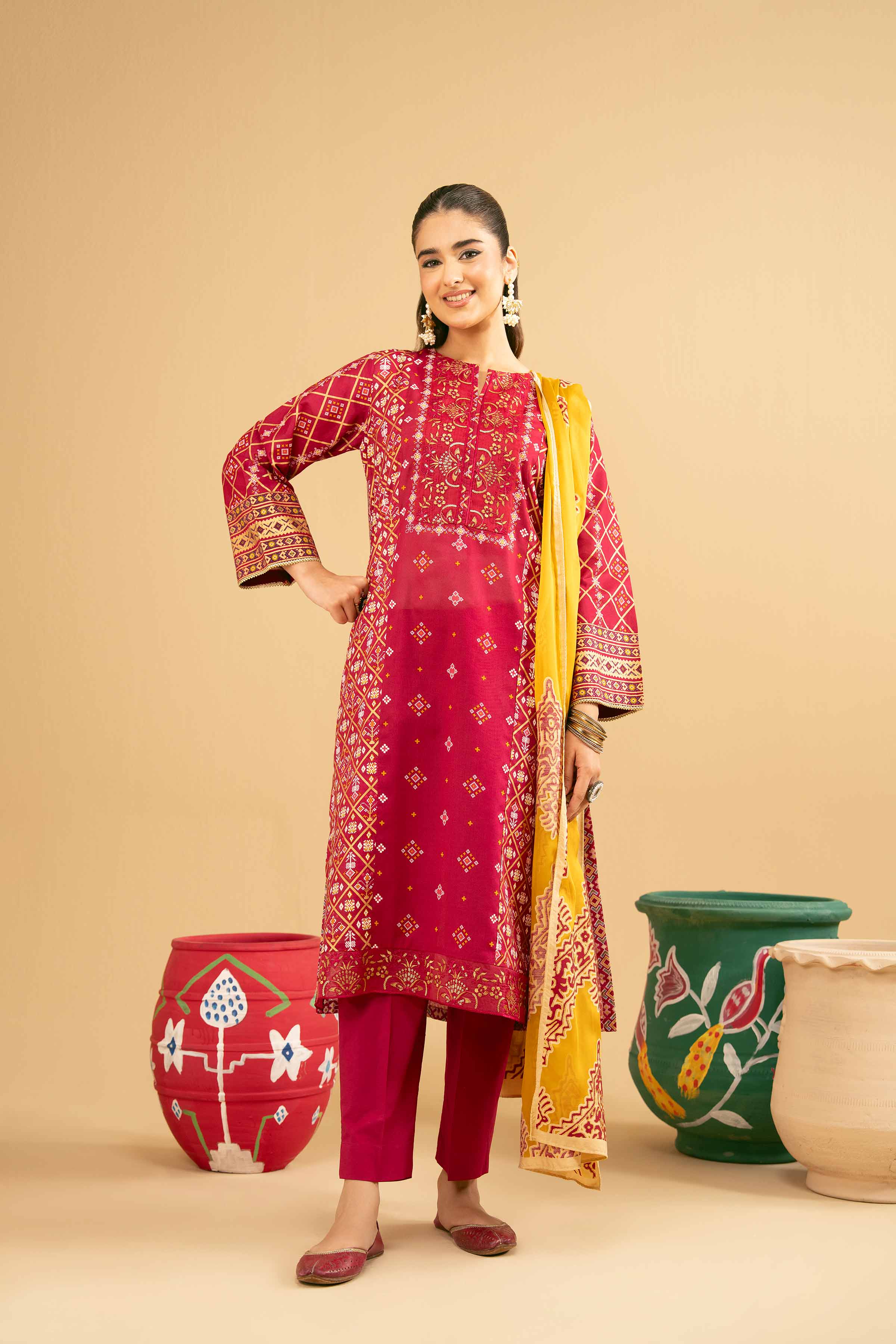 3 Piece - Printed Embroidered Suit - PE25-504 for Women - Pret Collection | Nishat | Shop Online