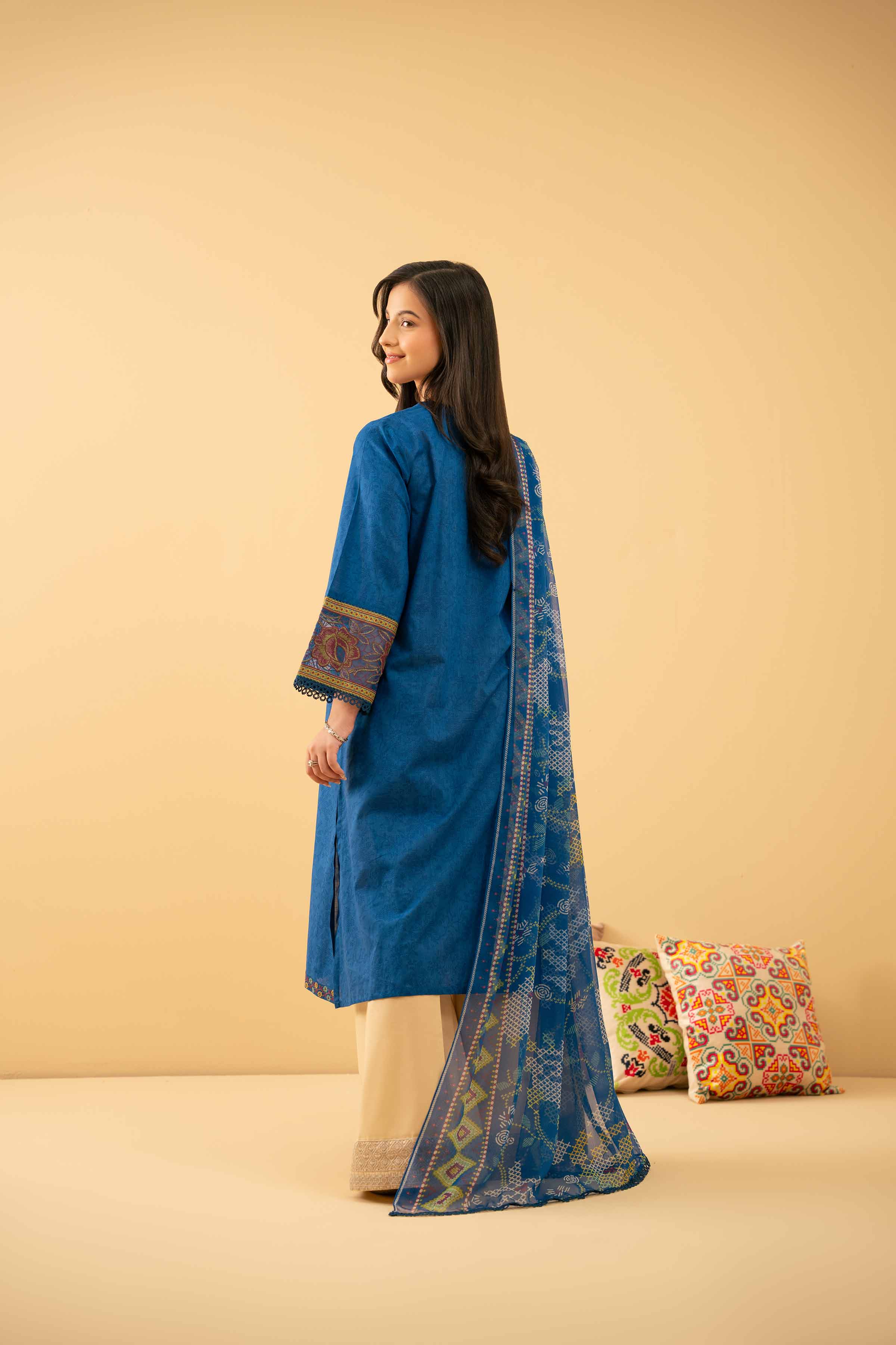 2 Piece - Printed Embroidered Suit - PE25-519