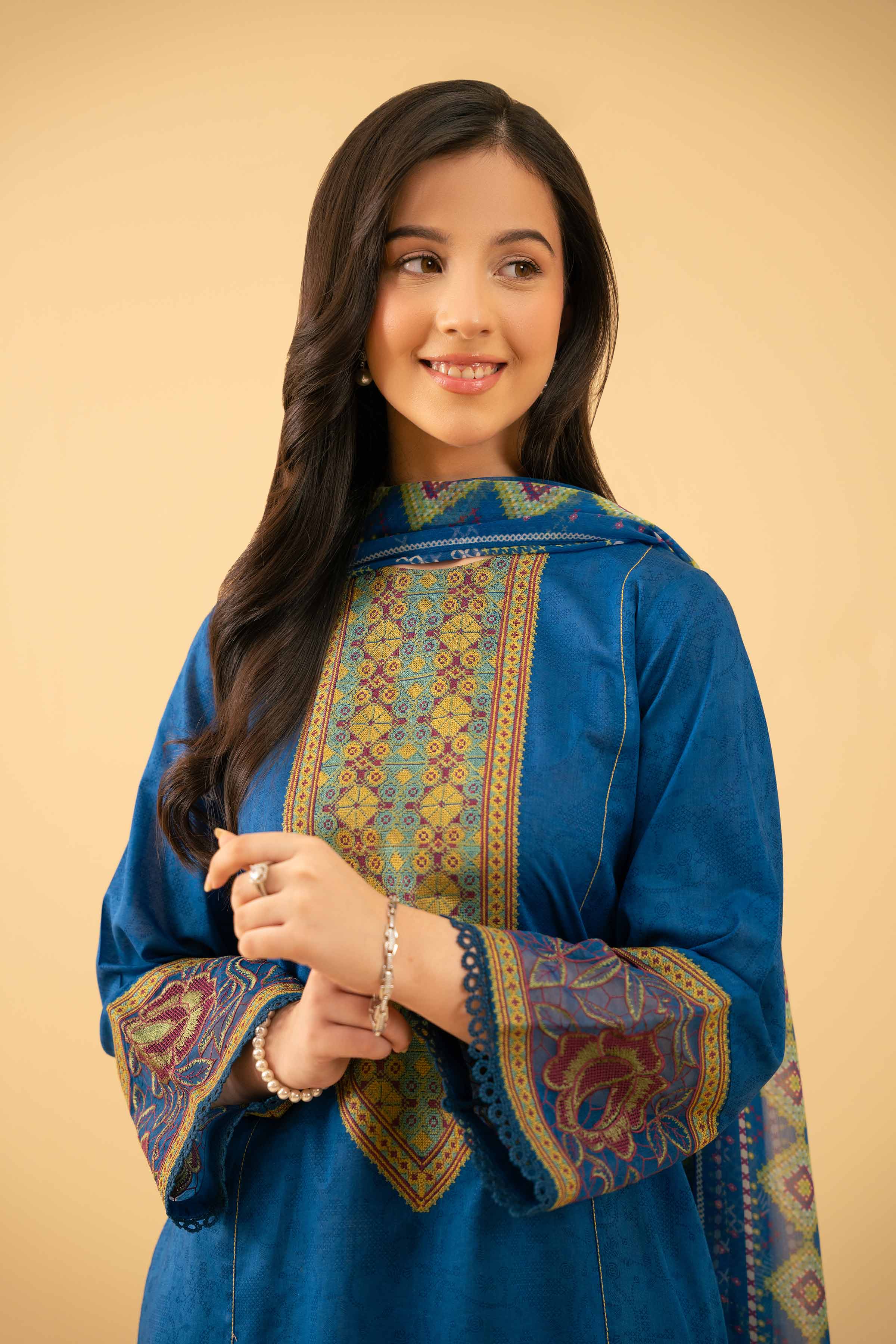 2 Piece - Printed Embroidered Suit - PE25-519