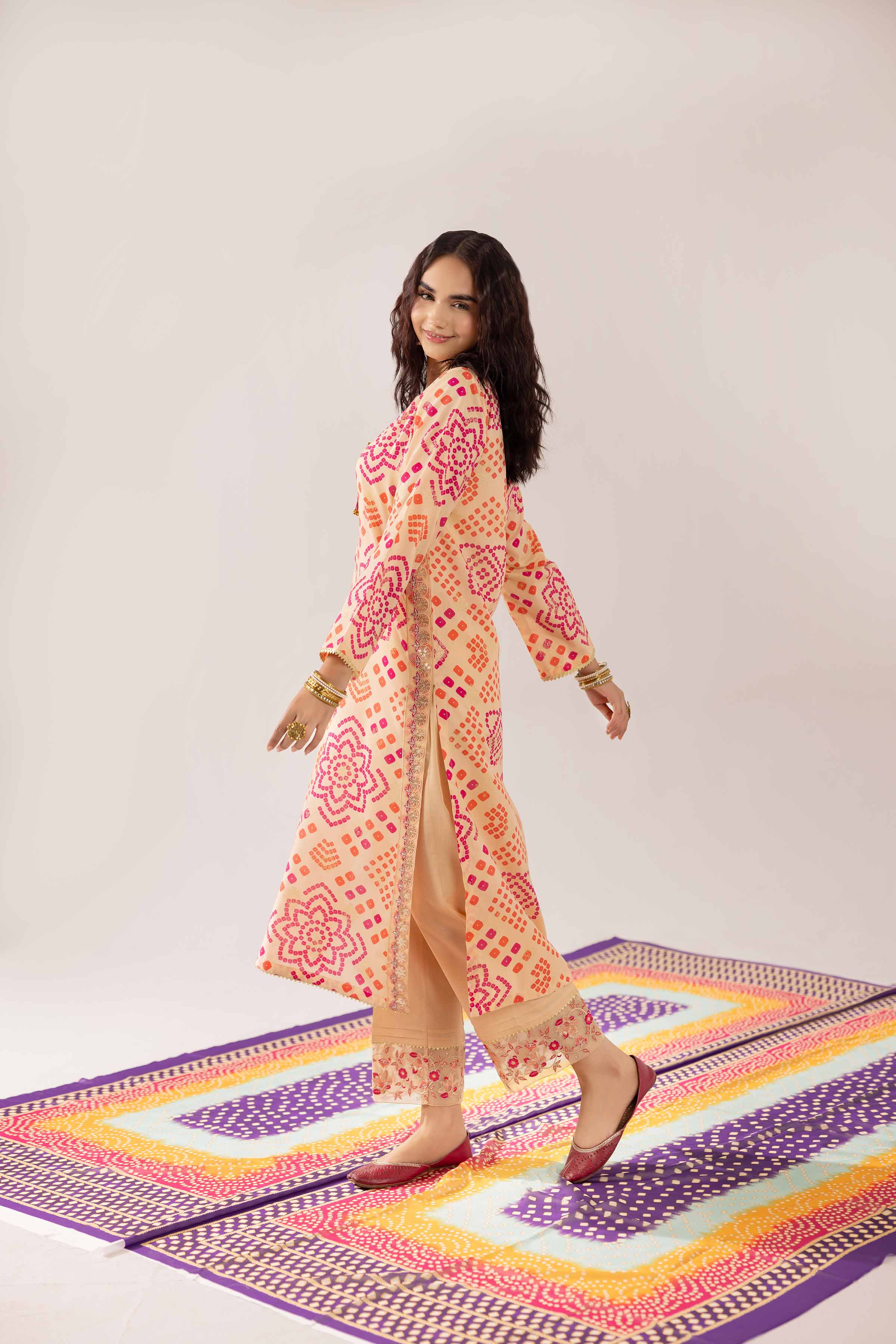 2 Piece - Printed Embroidered Suit -PE25-72