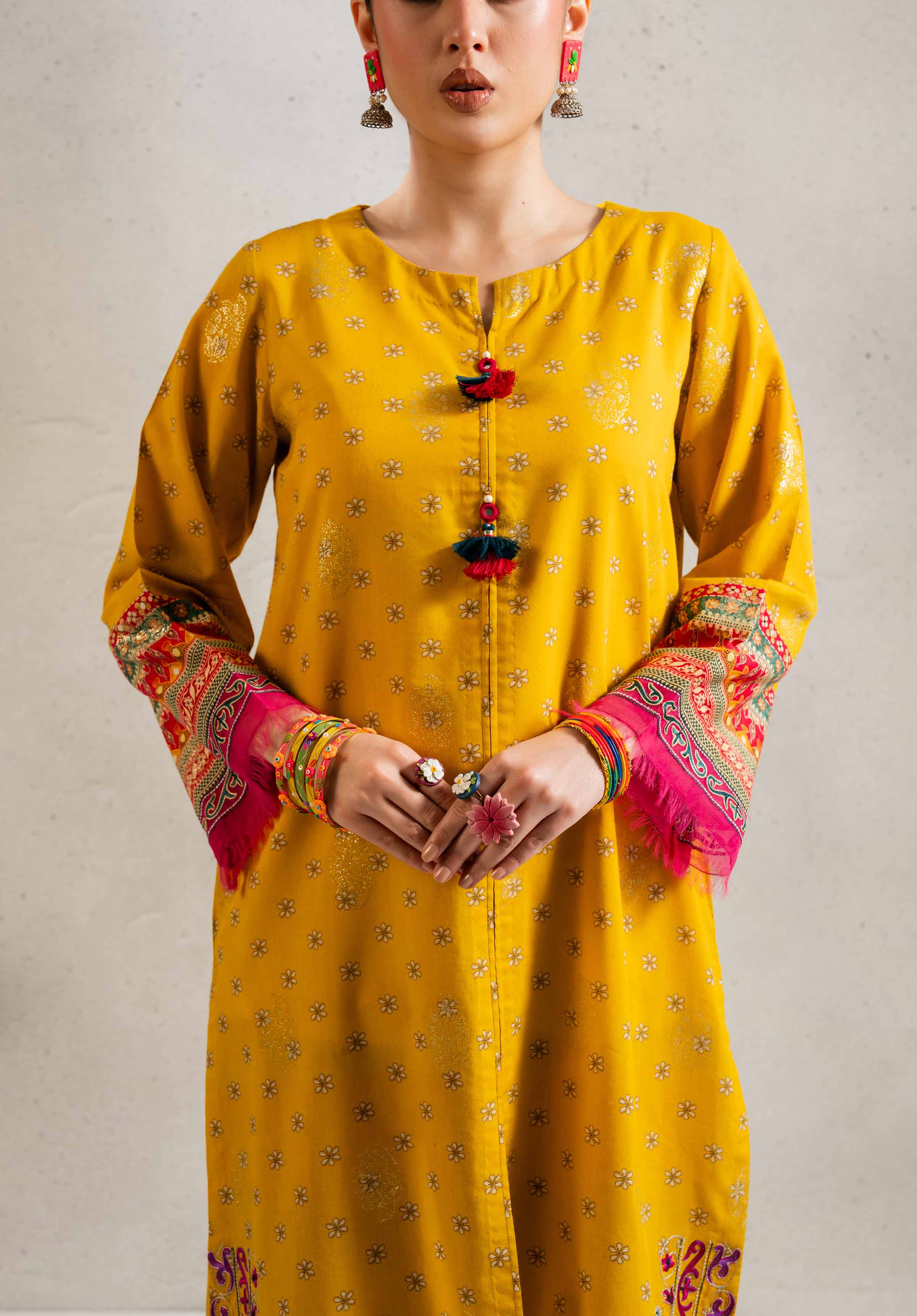 2 Piece - Printed Embroidered Suit - PE25-97