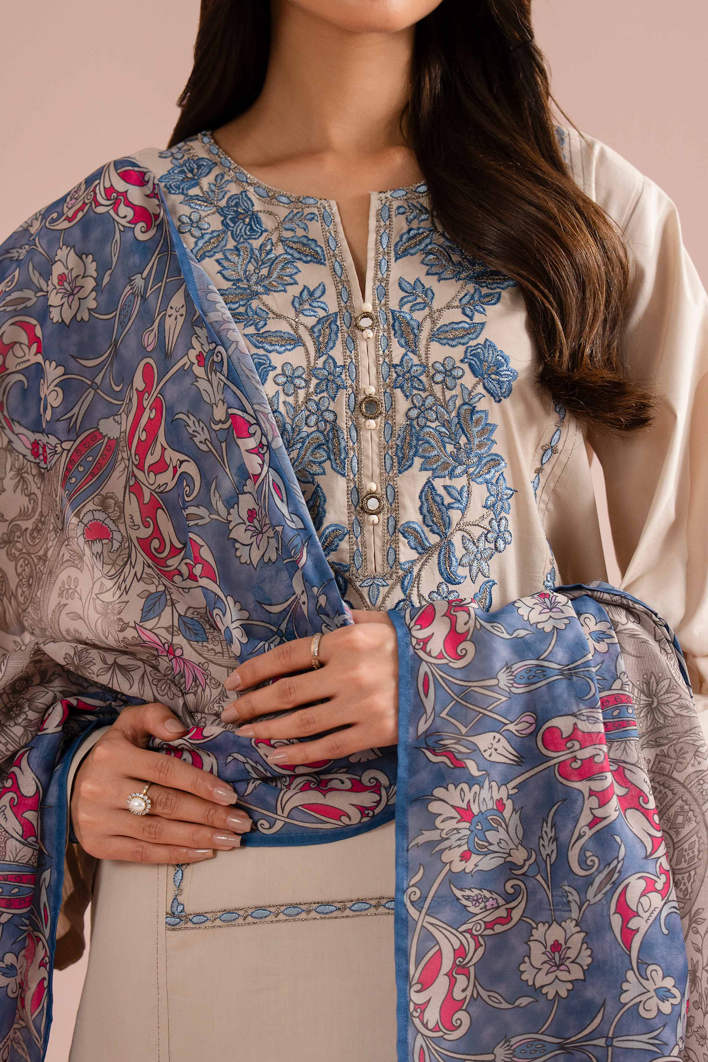 2 Piece - Embroidered Suit - PE26-142